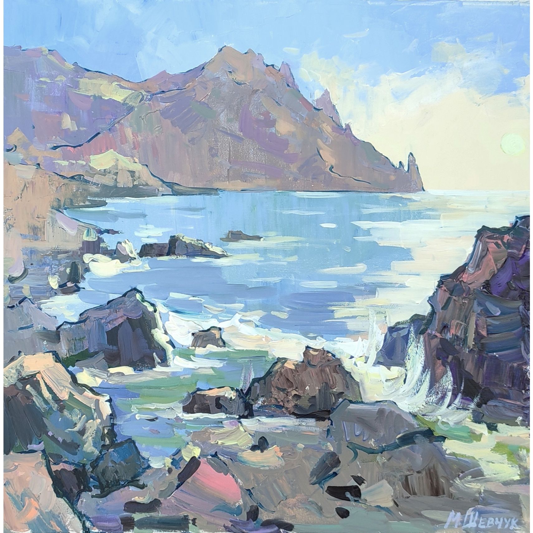 Рассвет у моря, 60х60, холст, акрил, 2024