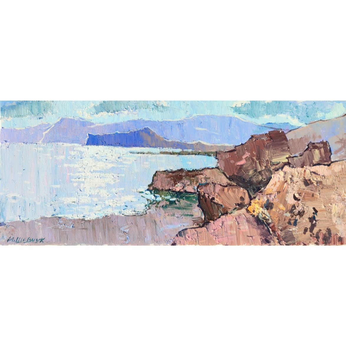 Берег Меганома, 30х70, холст, акрил, 2024