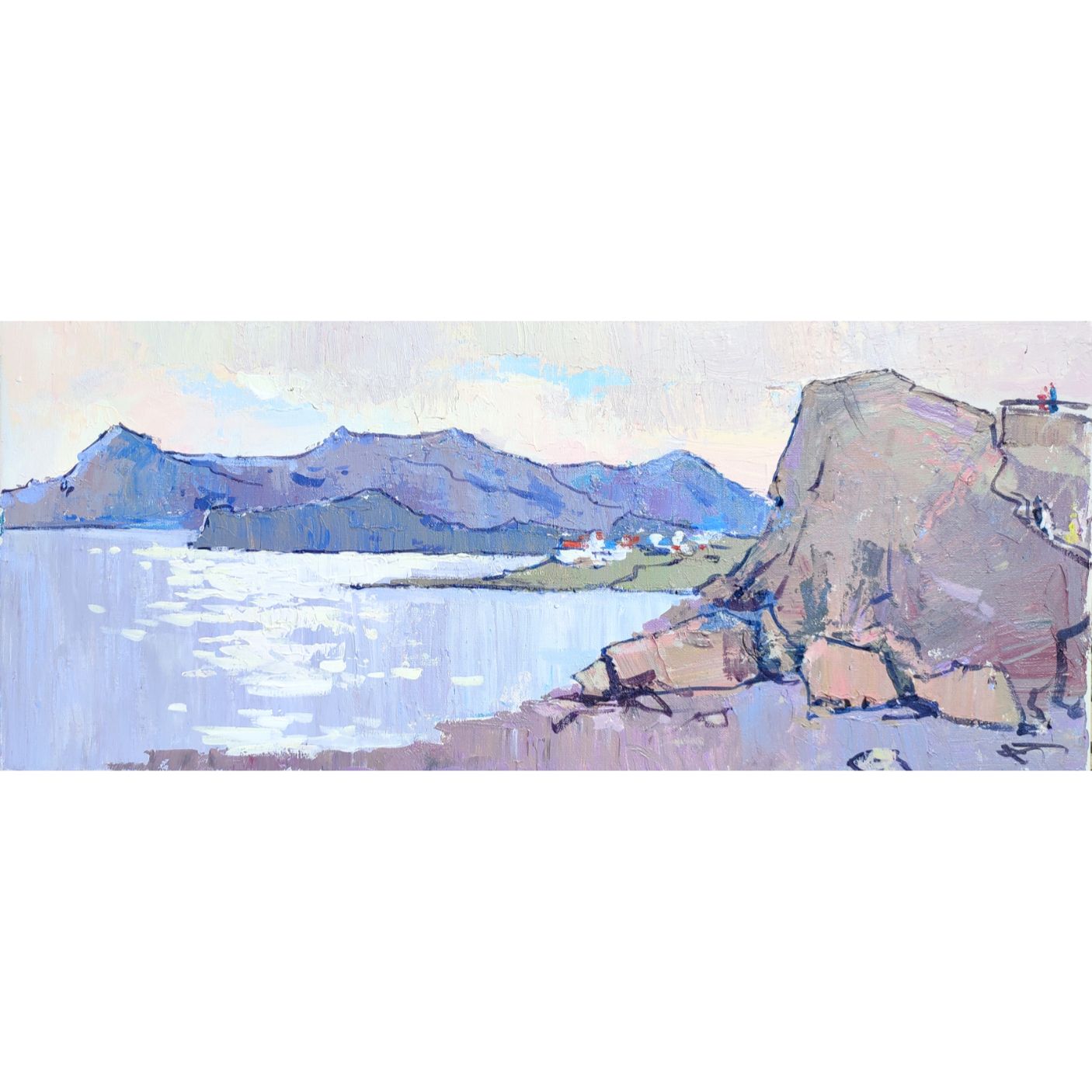 Тихий вечер у Меганома, 30х70, холст, акрил, 2024