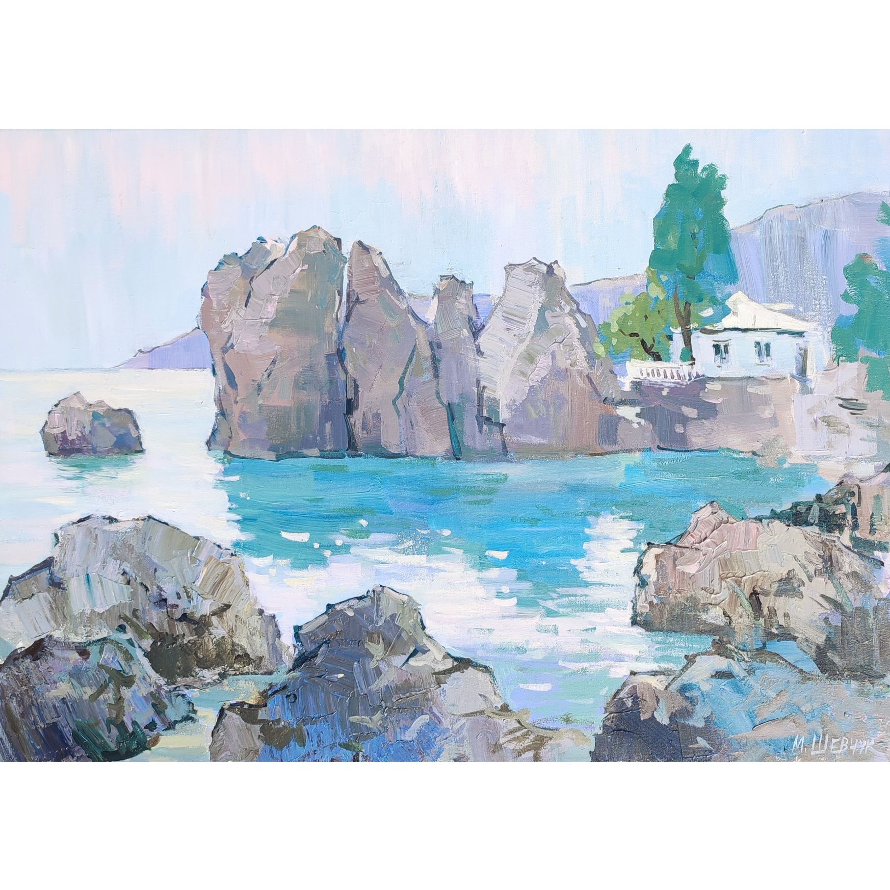 В тени Чеховской бухты 50х70, холст, акрил, 2024