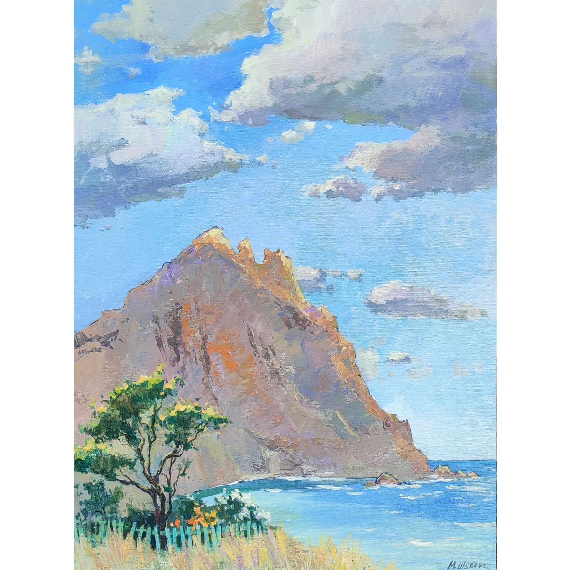 Облака над Кара-Дагом, 80х60, холст, акрил, 2024