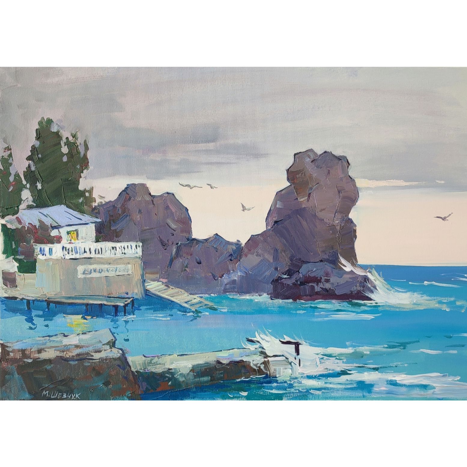 Вечереет. Гурзуф, 50х70, холст, акрил, 2025