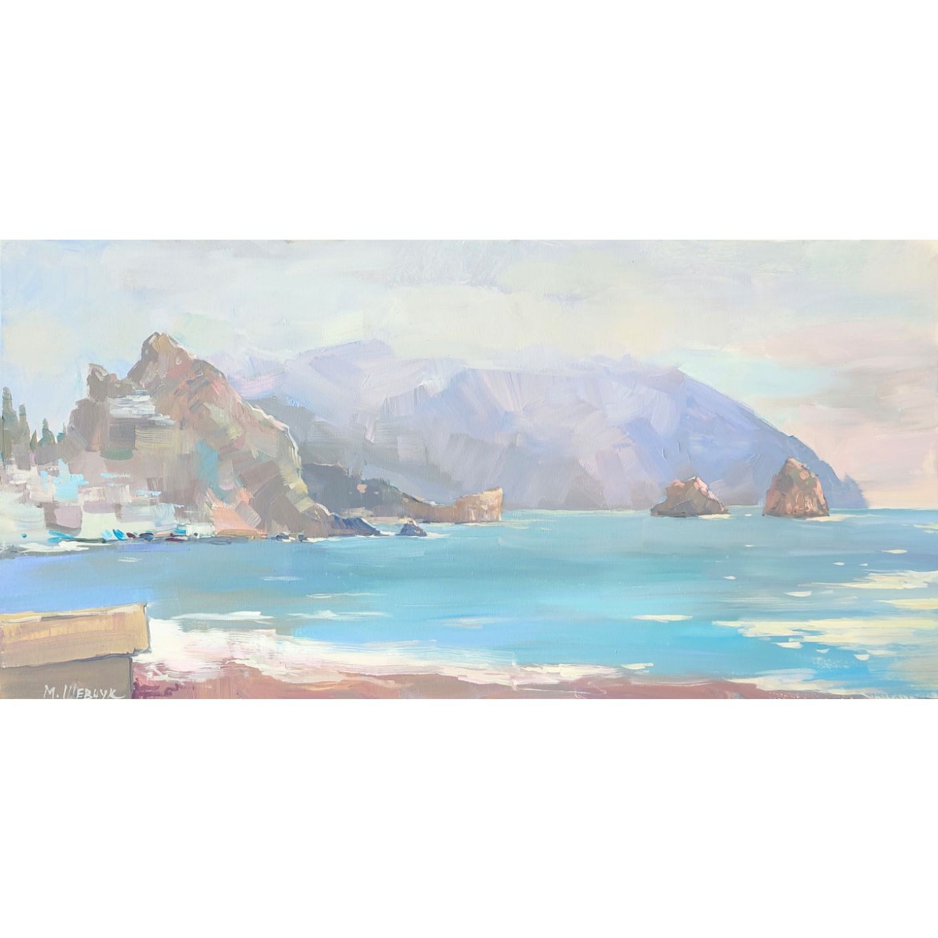 Рассветный Аю-Даг, 40х80, холст, акрил, 2025