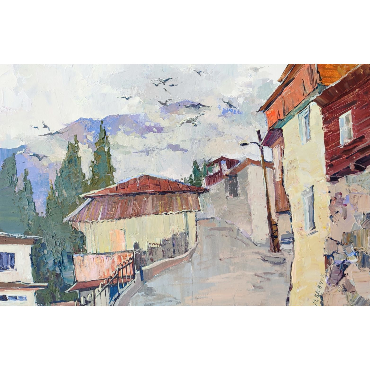 Туманный день в Гурзуфе, 40х60, холст, акрил, 2025