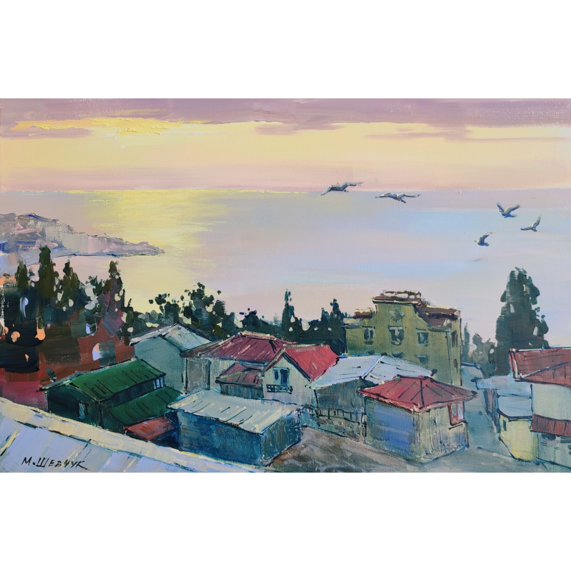 Рождение нового дня. Алупка, 40х60, холст, акрил, 2025