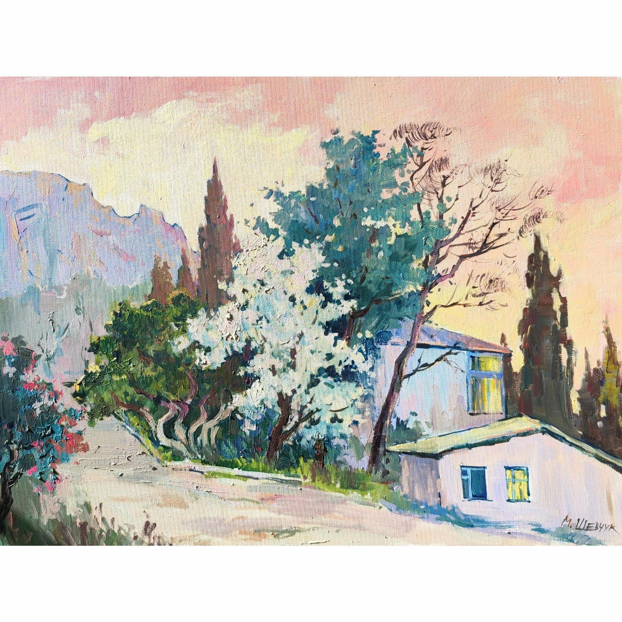 Закат в Алупке, 60х80, холст, акрил, 2025