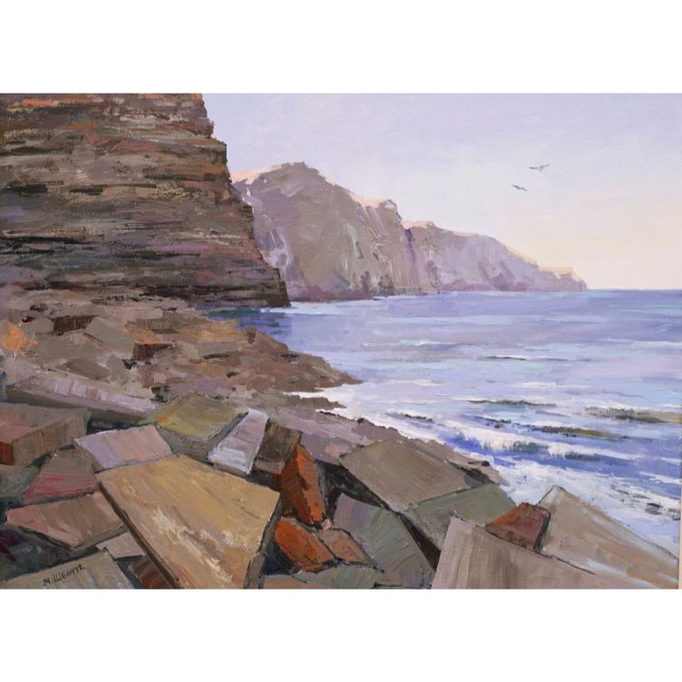 Шоколадный пляж в Бугазе, 75х100, холст, акрил, 2025