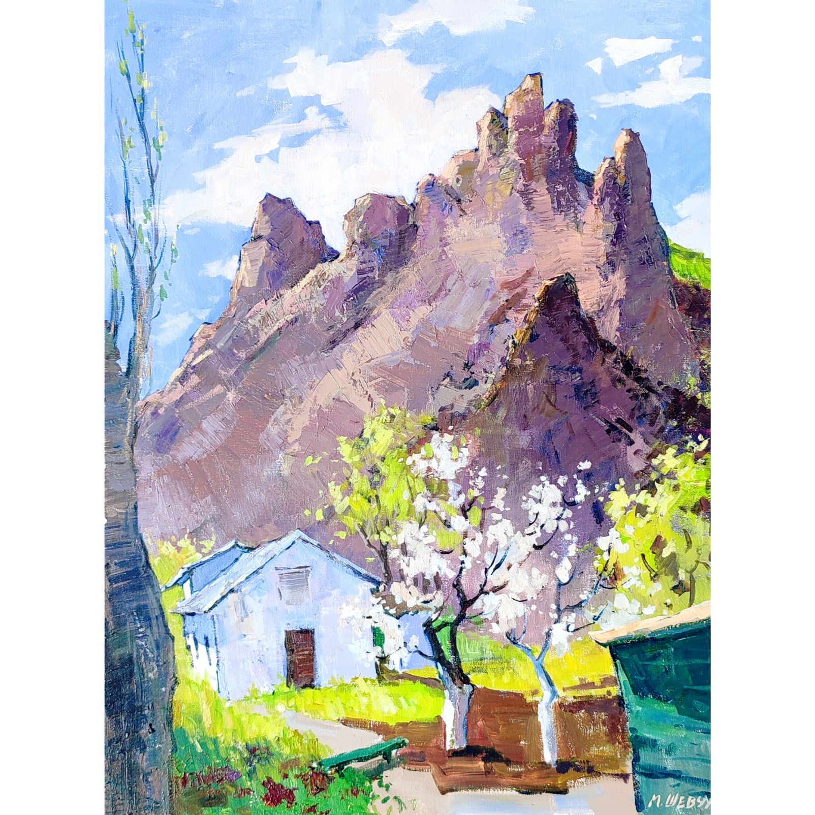 Весна у скалы Ворон. 80х60, холст, акрил, 2025