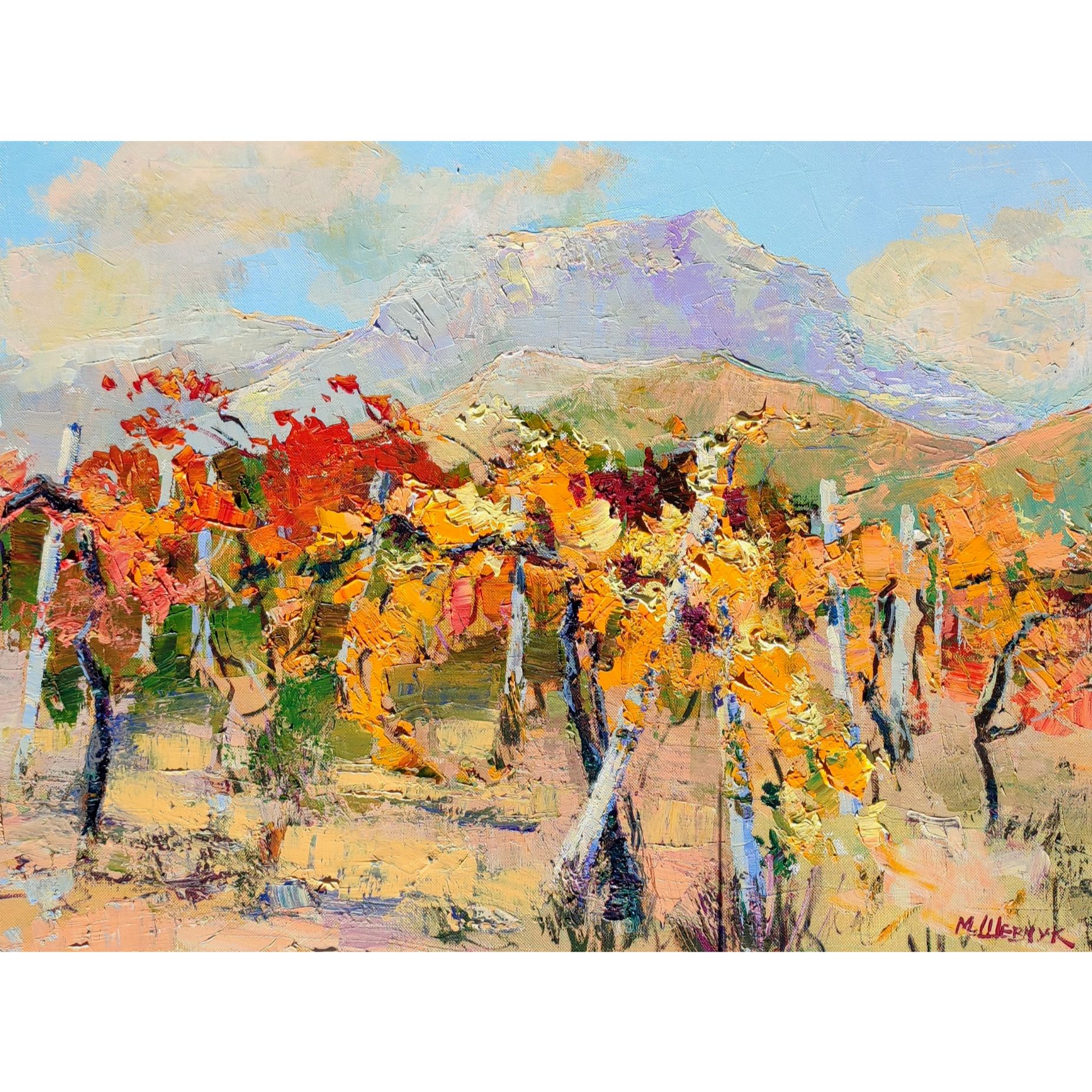 Ноябрь окутал Демерджи, 60х80, холст, акрил, 2021