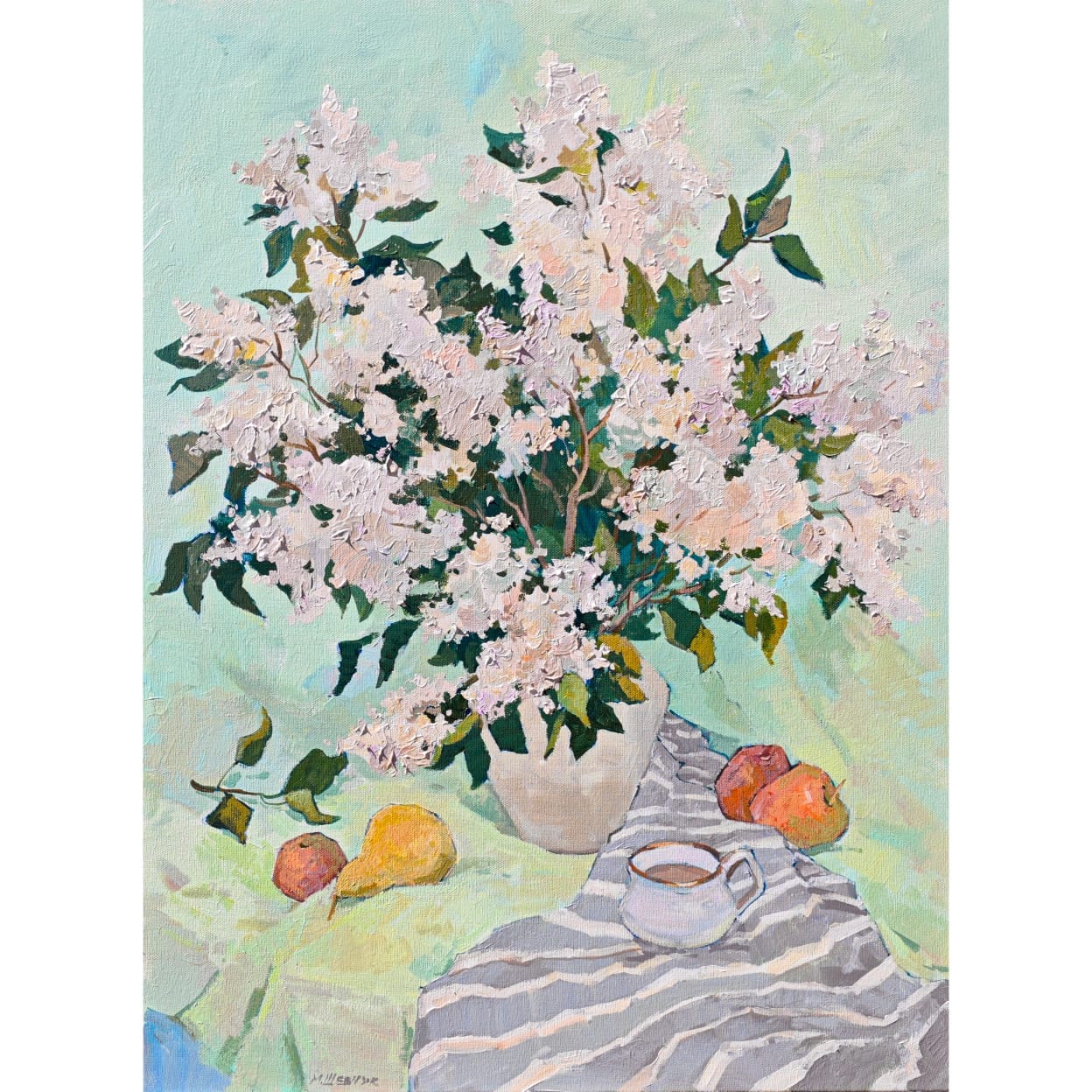 Аромат белой сирени, 100х75, холст, акрил, 2025