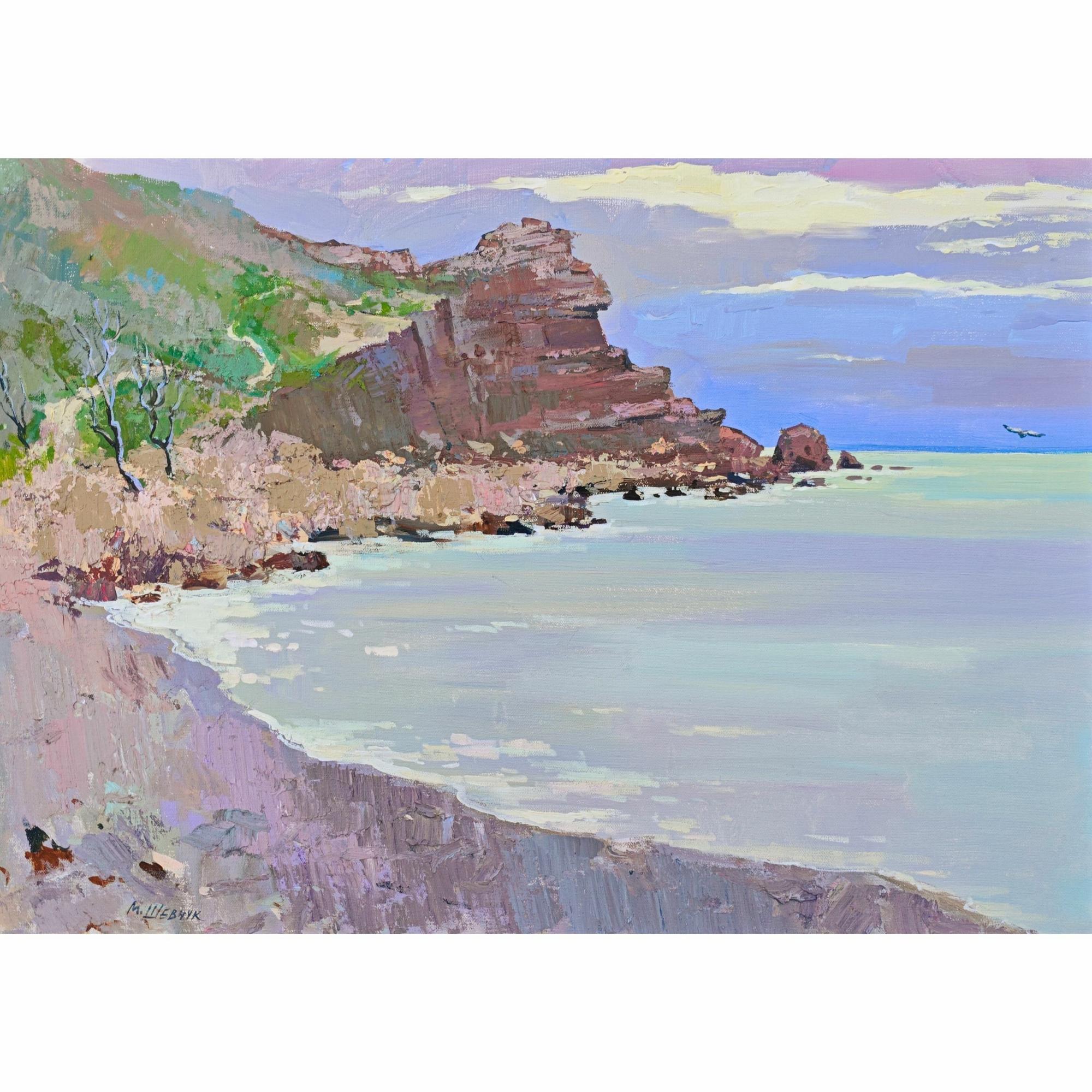 Рассвет в Агатовой бухте, 50х70, холст, акрил, 2025