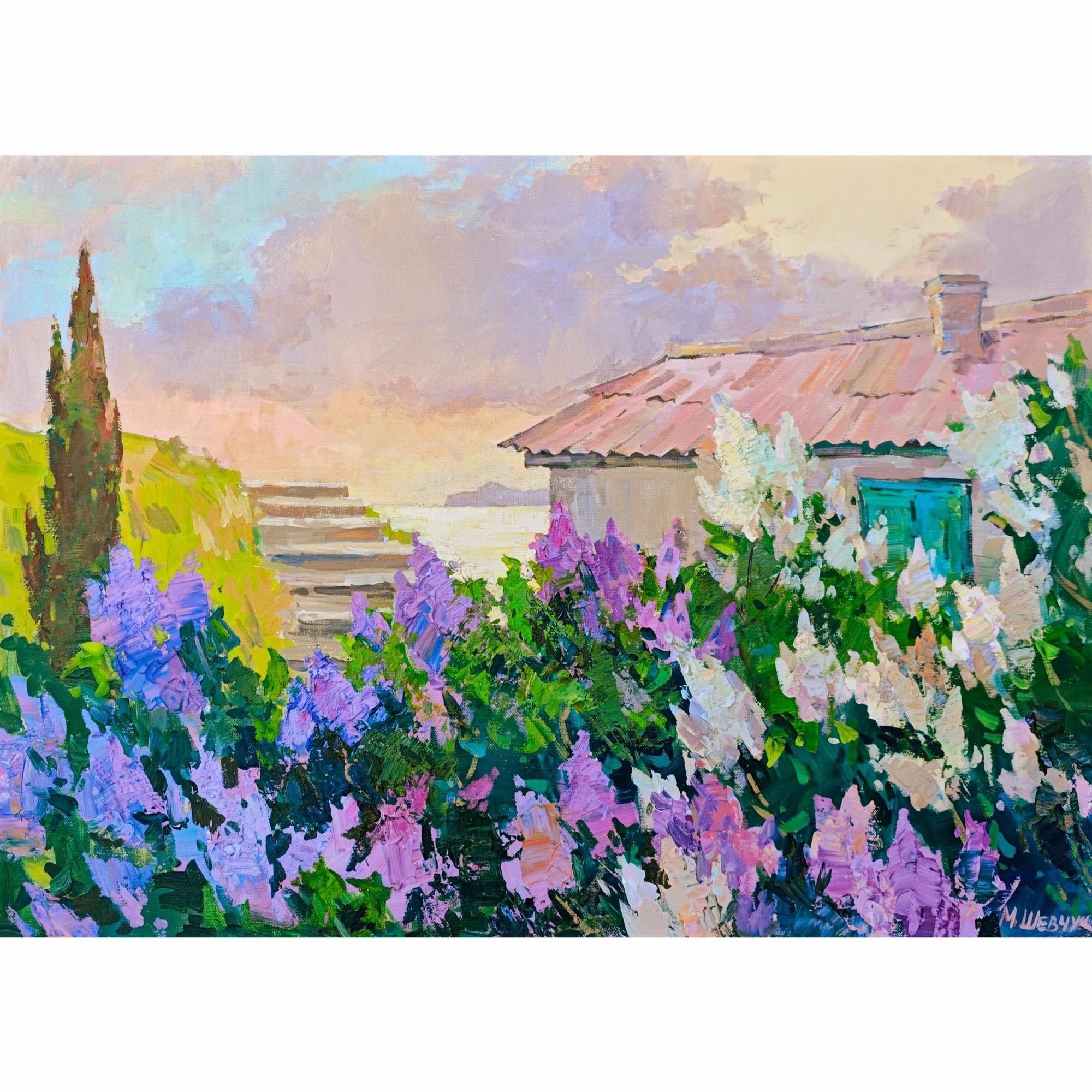 Сиреневый закат, 50х70, холст, акрил, 2025