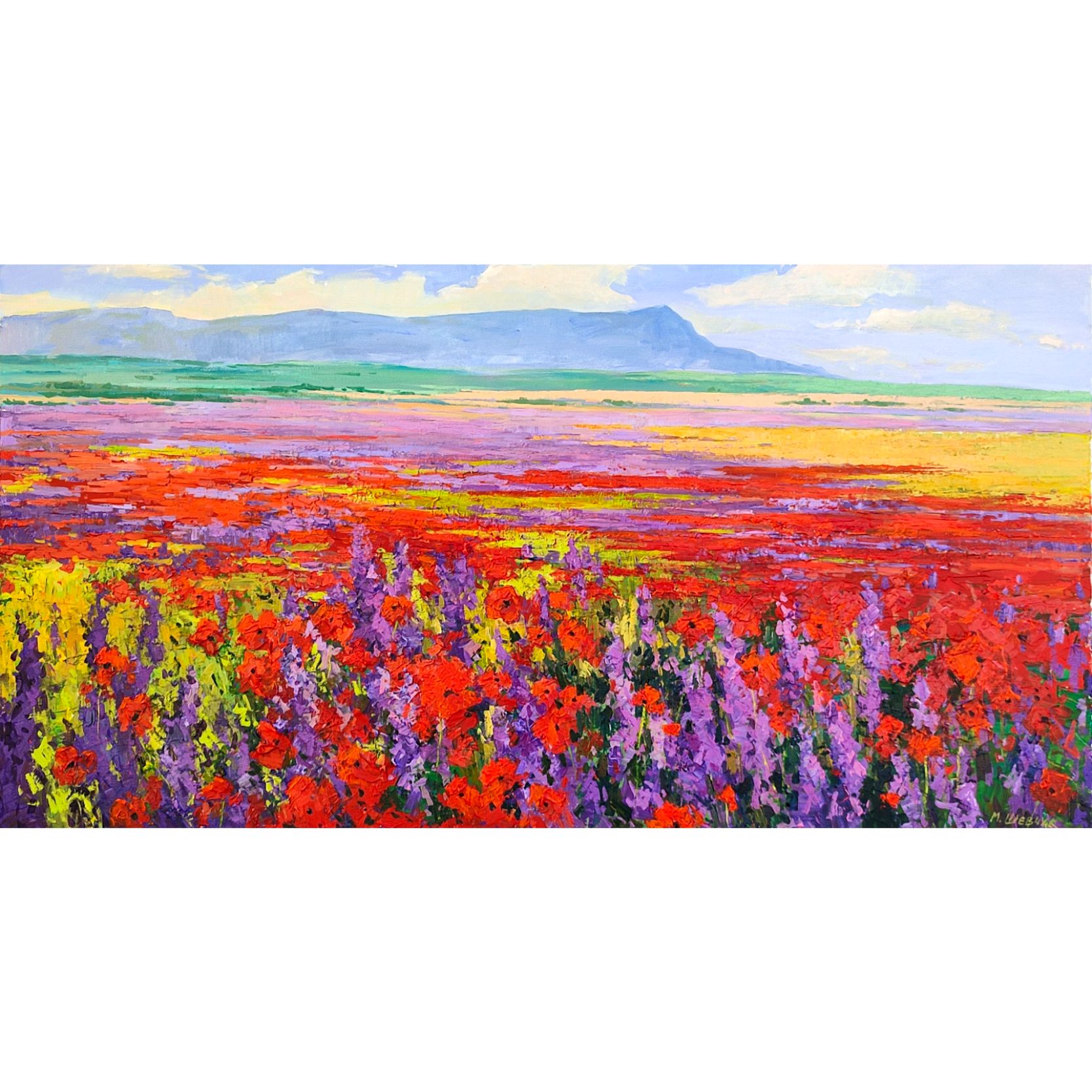 Волшебные крымские поля, 80x150, холст, акрил, 2025