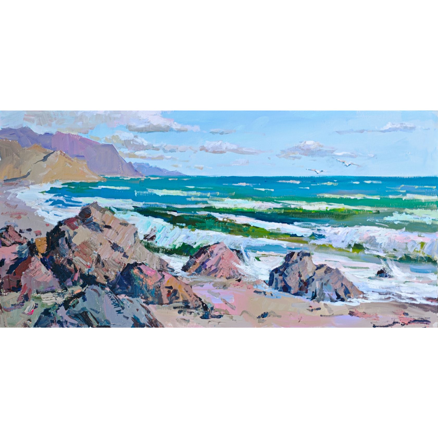 Морская пена. Ветер. Чайки 50х100, холст, акрил, 2025