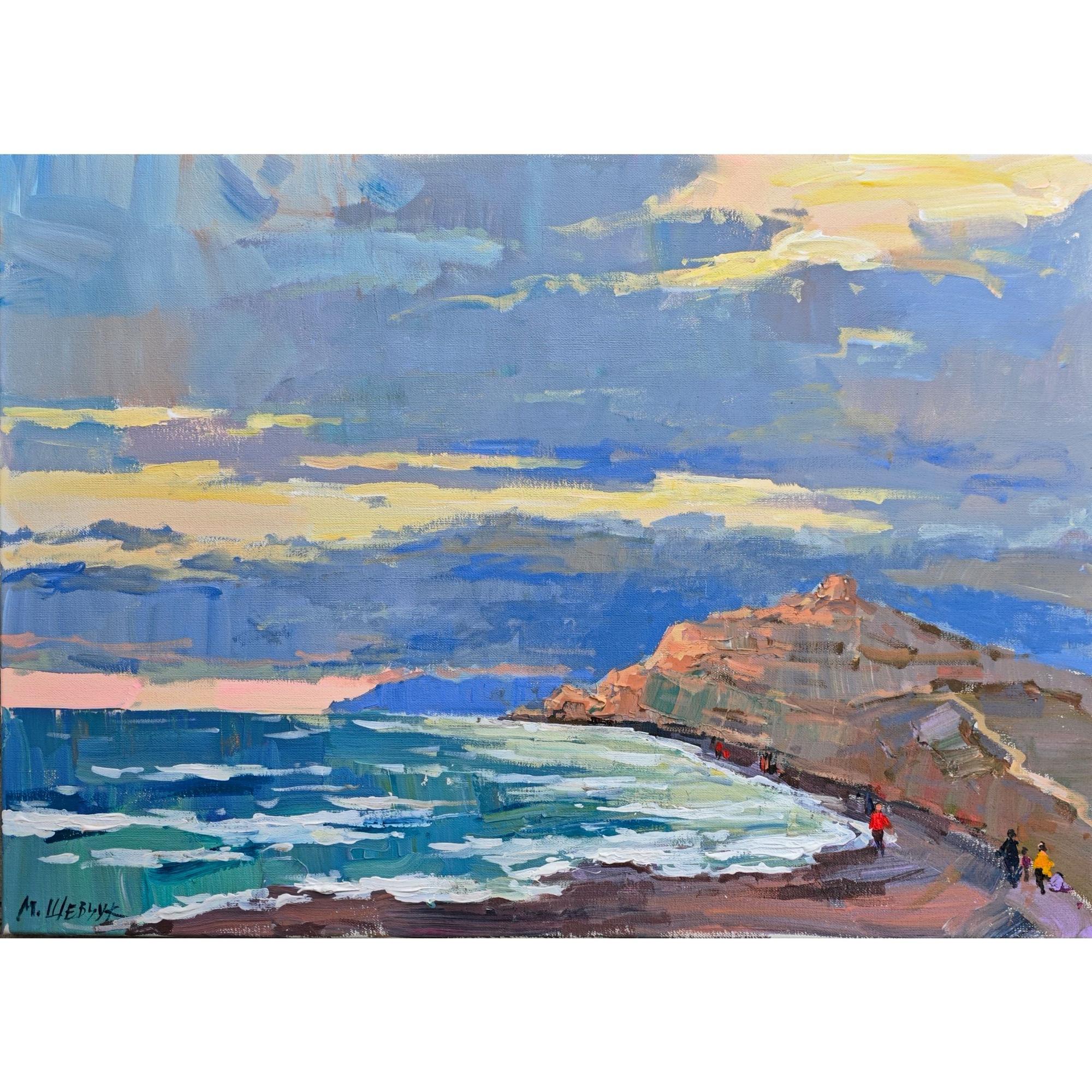 Закат в Морском 50х70, холст, акрил, 2025