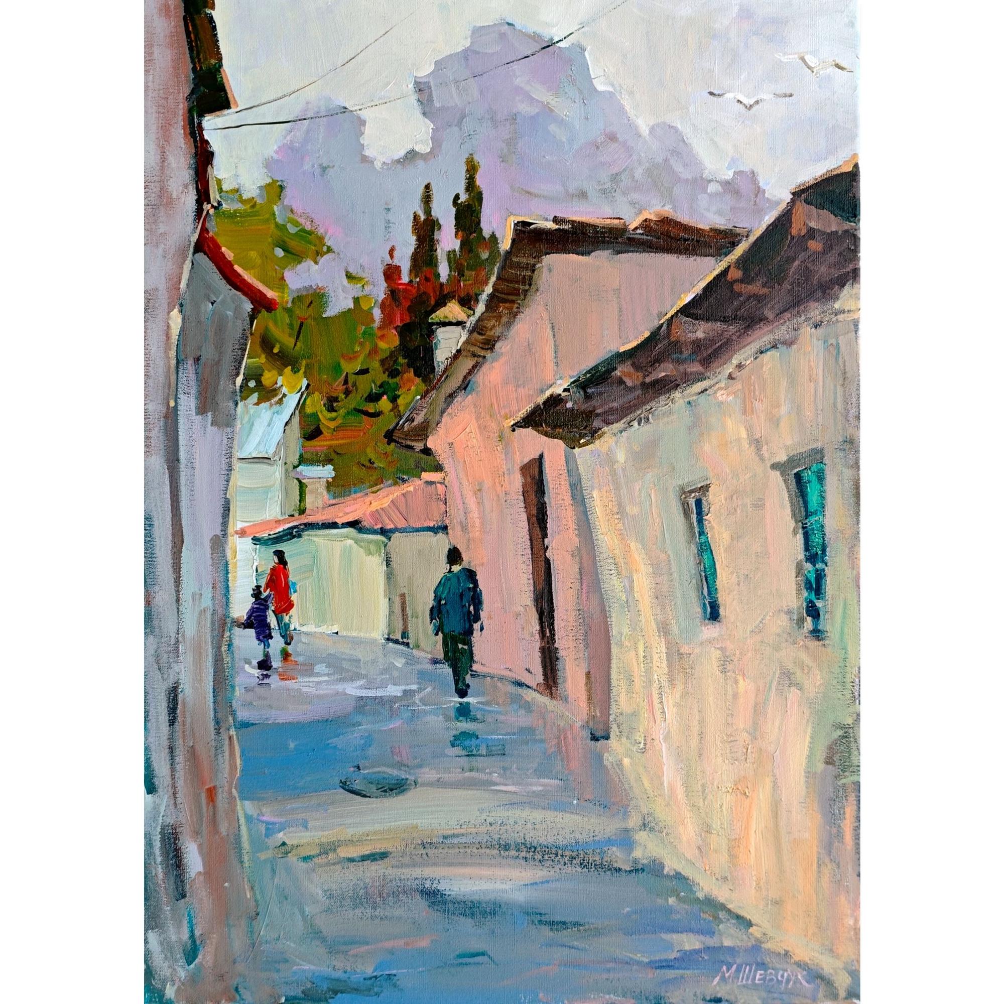 Осенний день. Улица Чехова, 70х50, холст, акрил, 2025