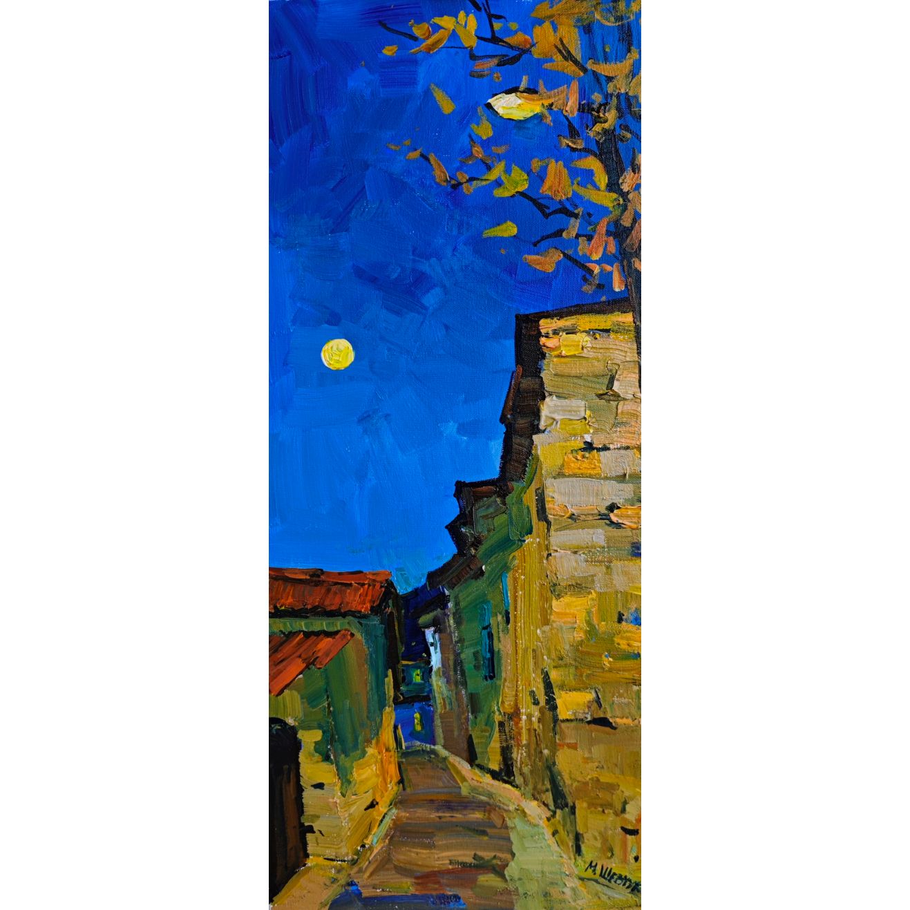 Вечереет. Гурзуфская улочка, 70х30, холст, акрил, 2025