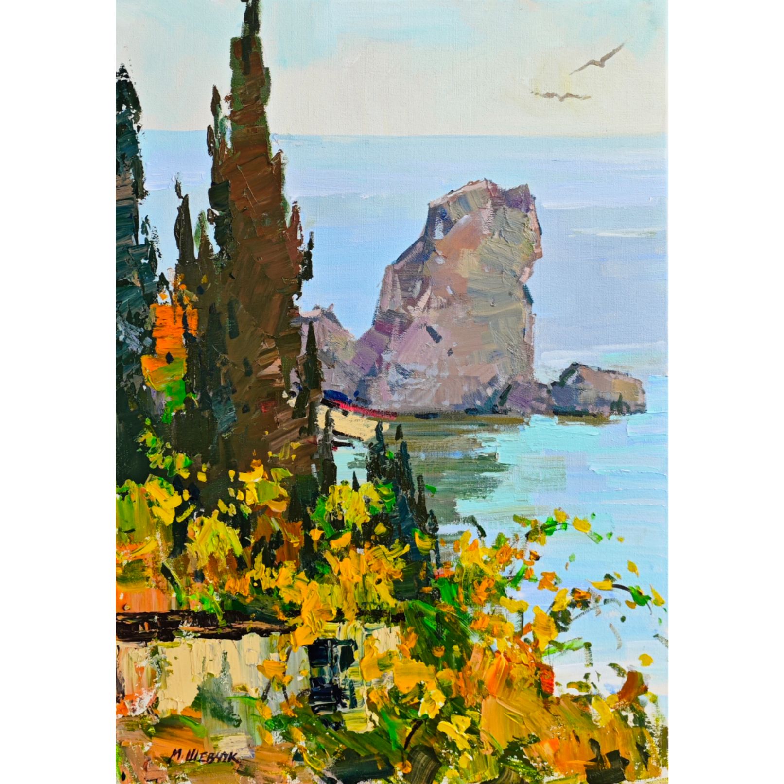 Цвета осеннего Гурзуфа, 70х50, холст, акрил, 2025