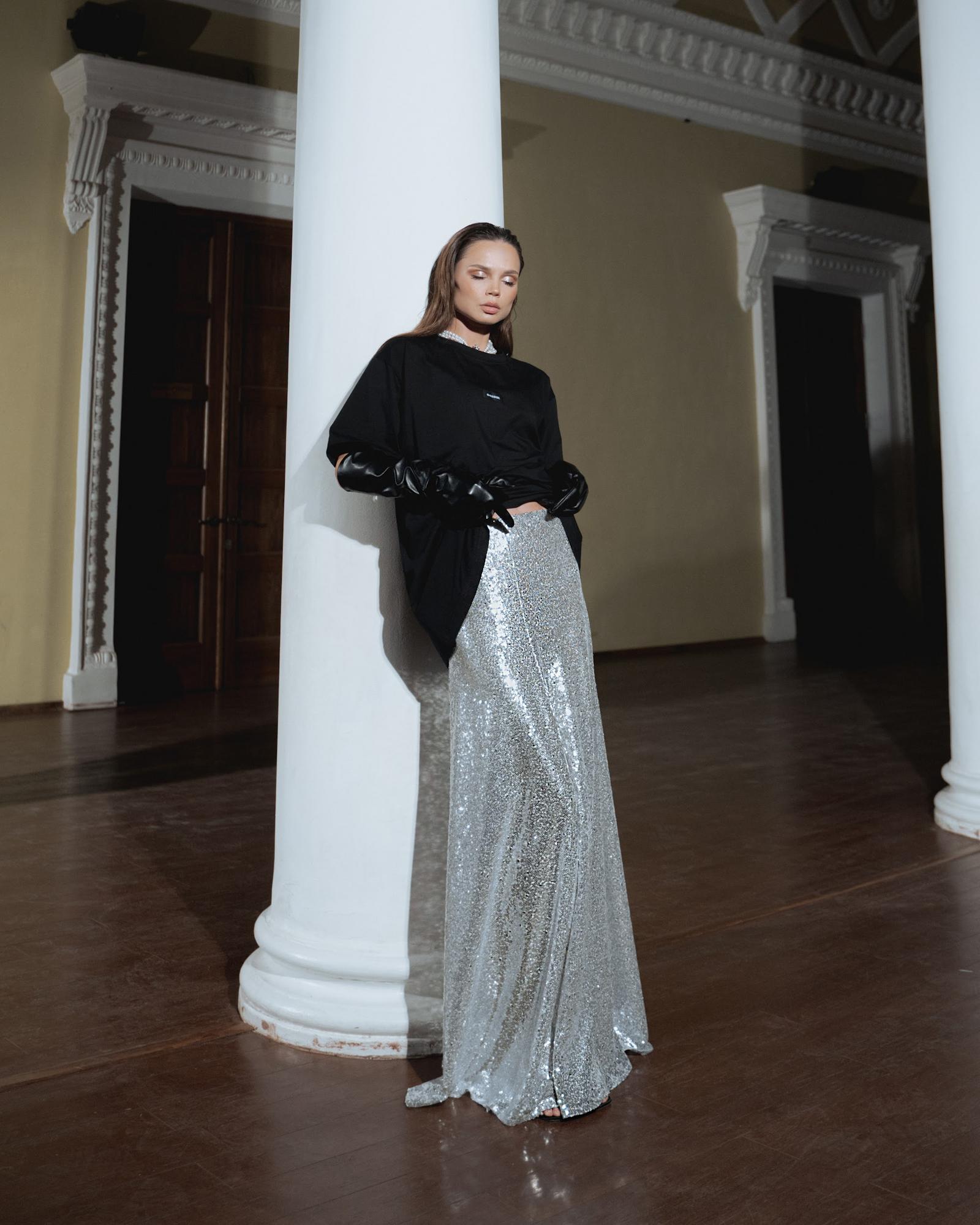 Юбка пайетки milk