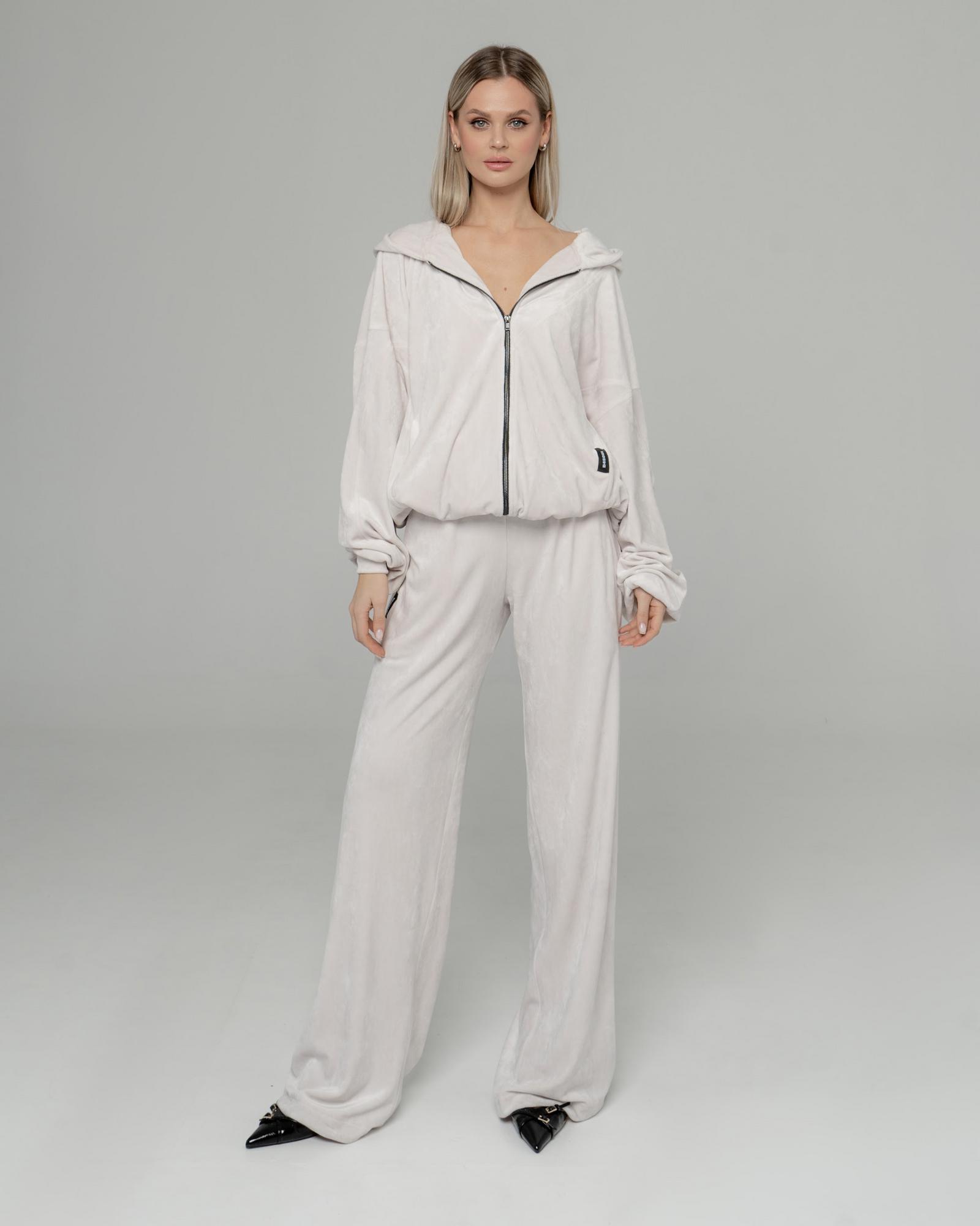 Брюки велюр жемчуг