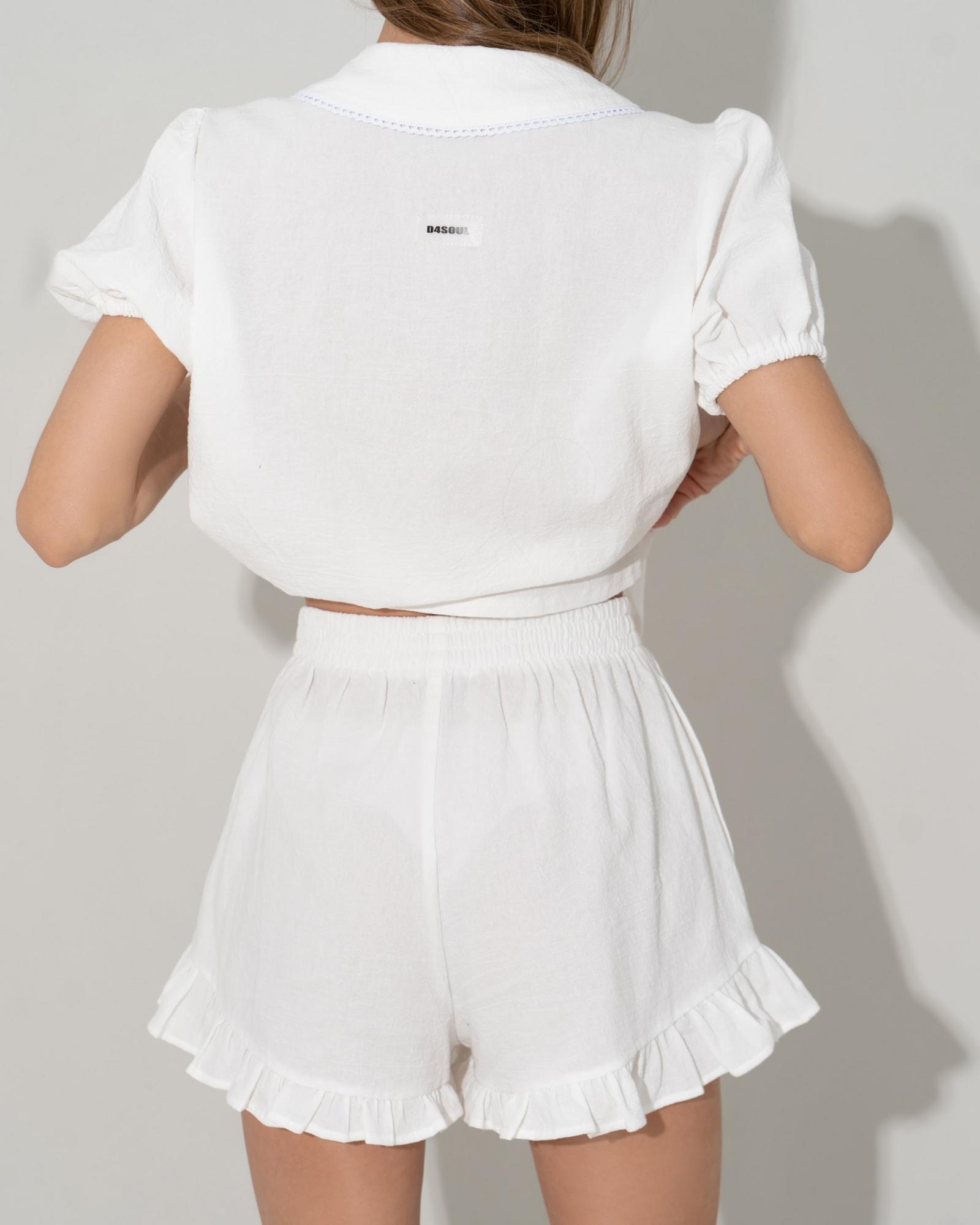 Шорты с рюшами White
