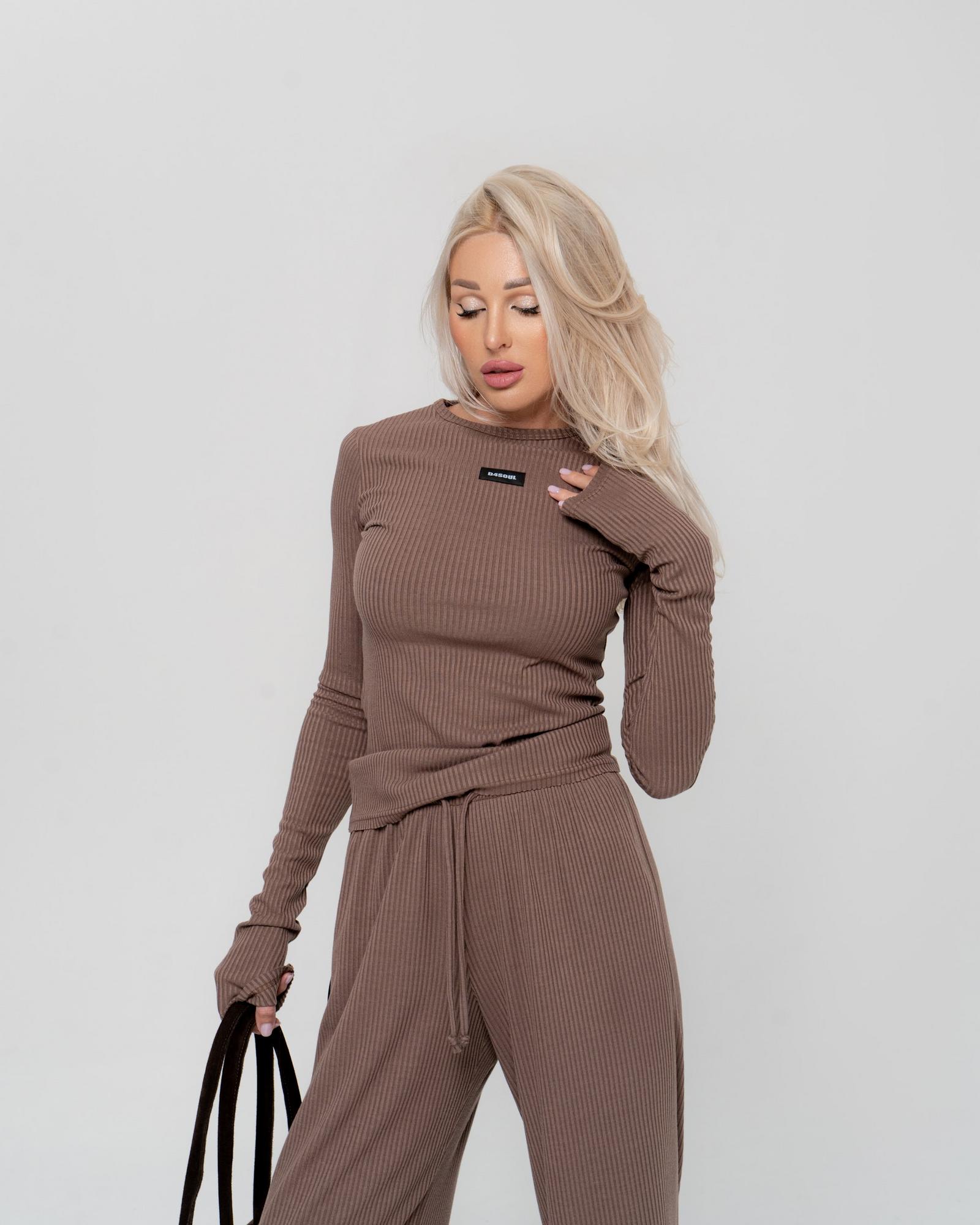 Лонгслив 2024 Brown лапша