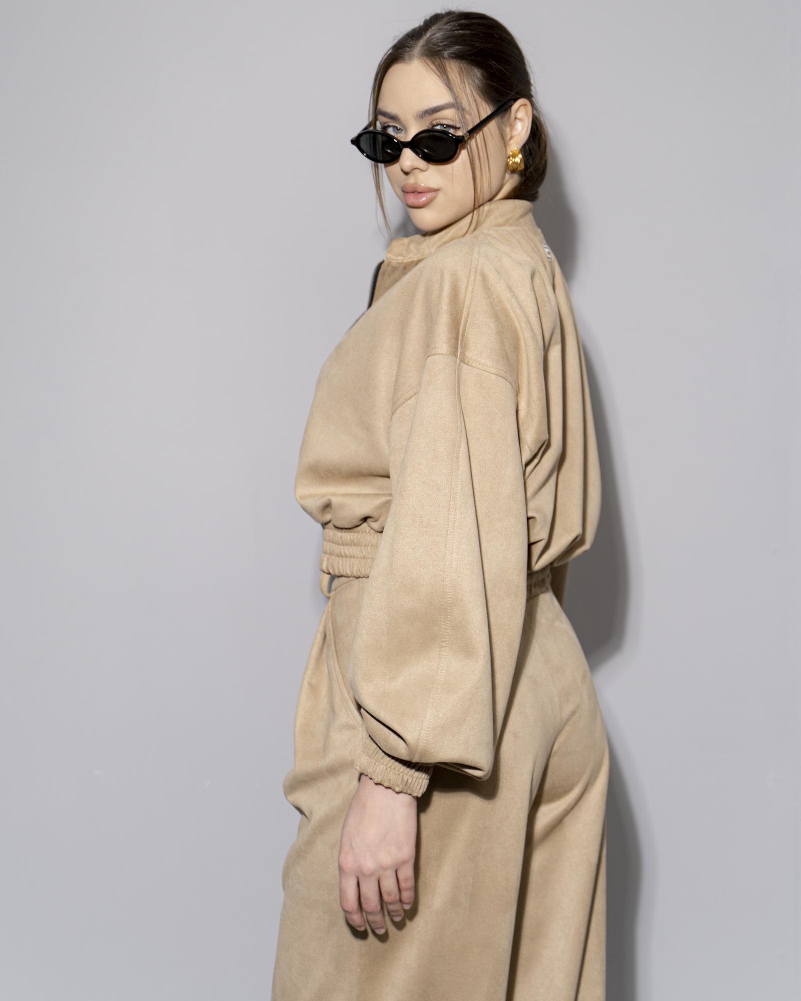 Бомбер замша camel