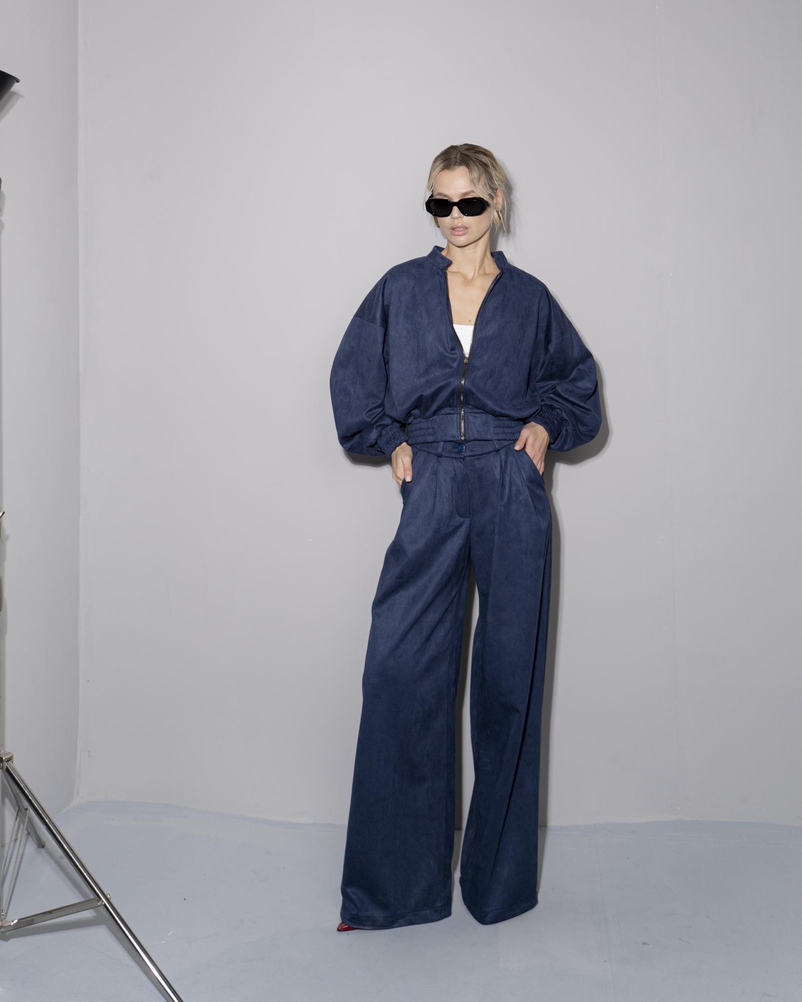 Брюки палаццо замша Blue