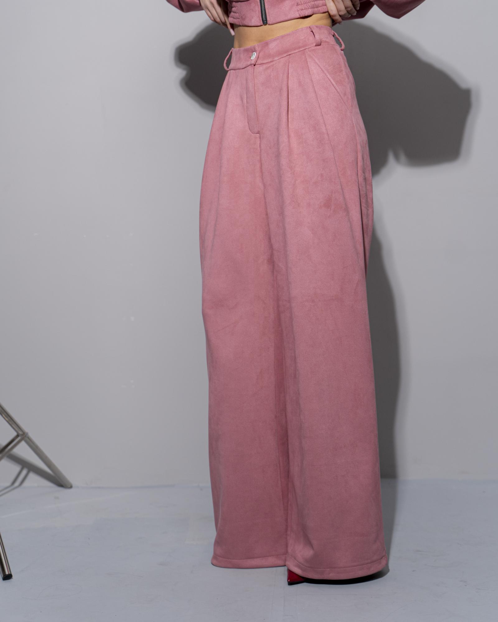 Брюки палаццо замша pink