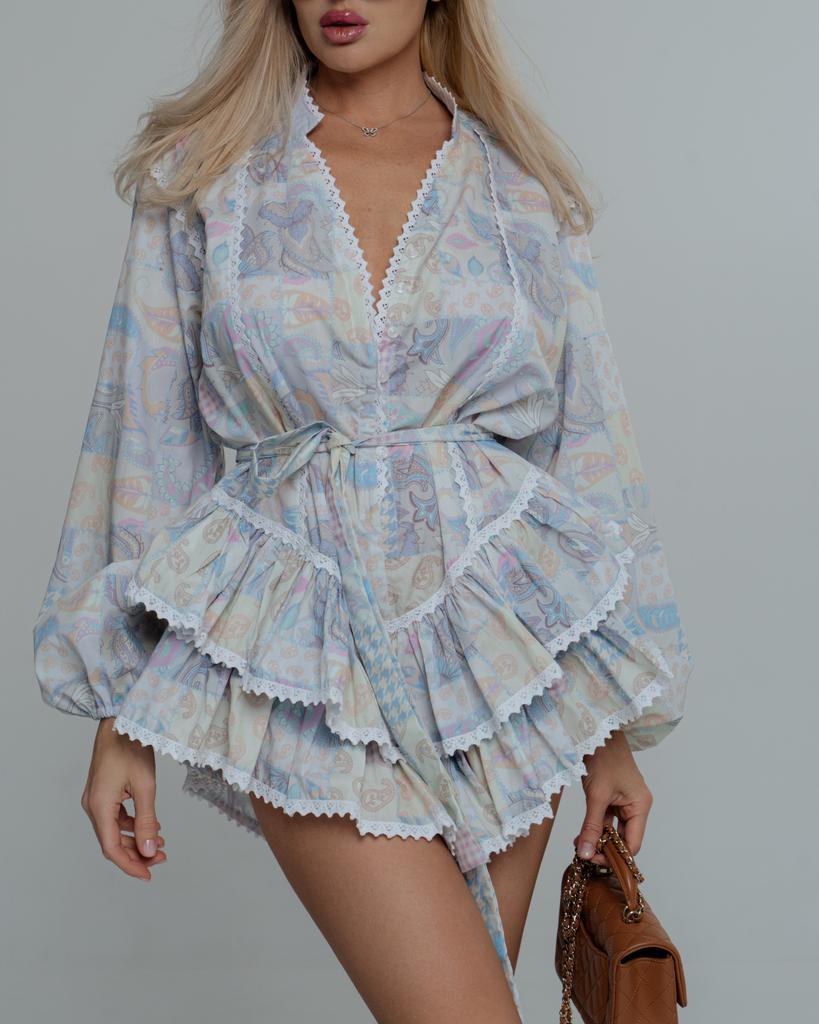 Ромпер разноцветный с длинным рукавом