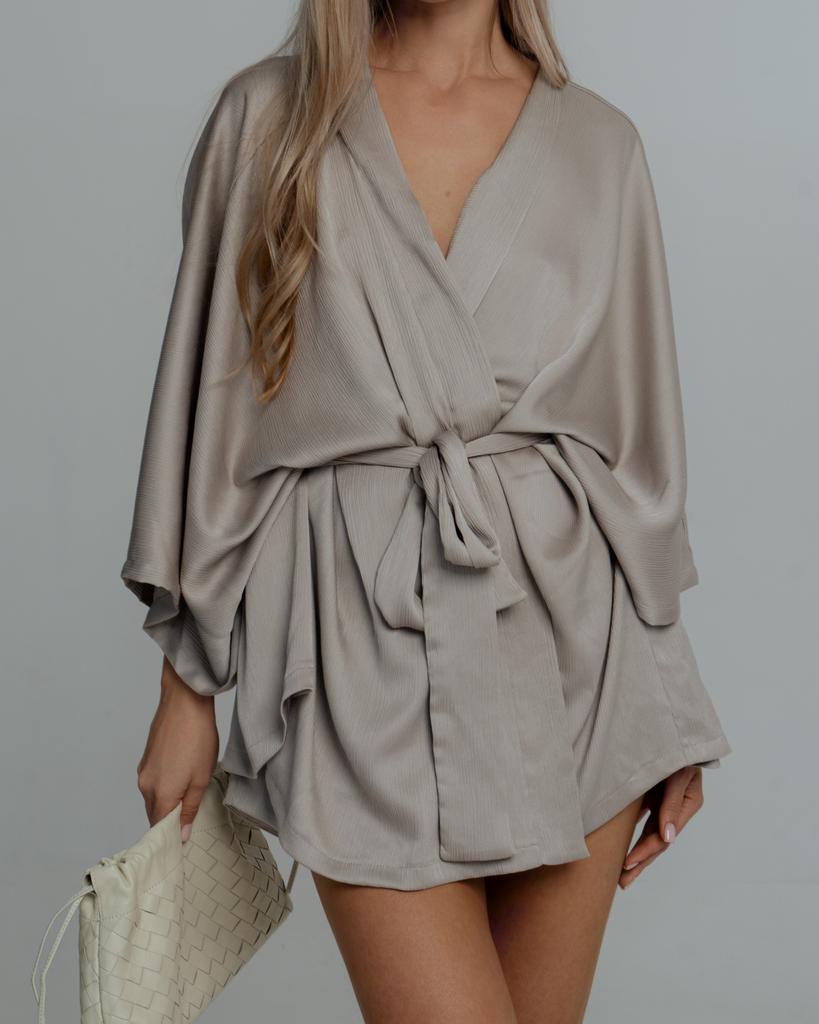 Кимоно олива с коротким рукавом