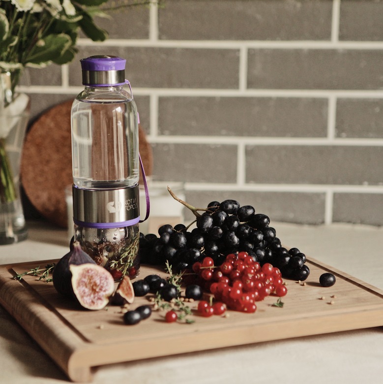 Стеклянная Бутылочка для воды. Фиолетовая