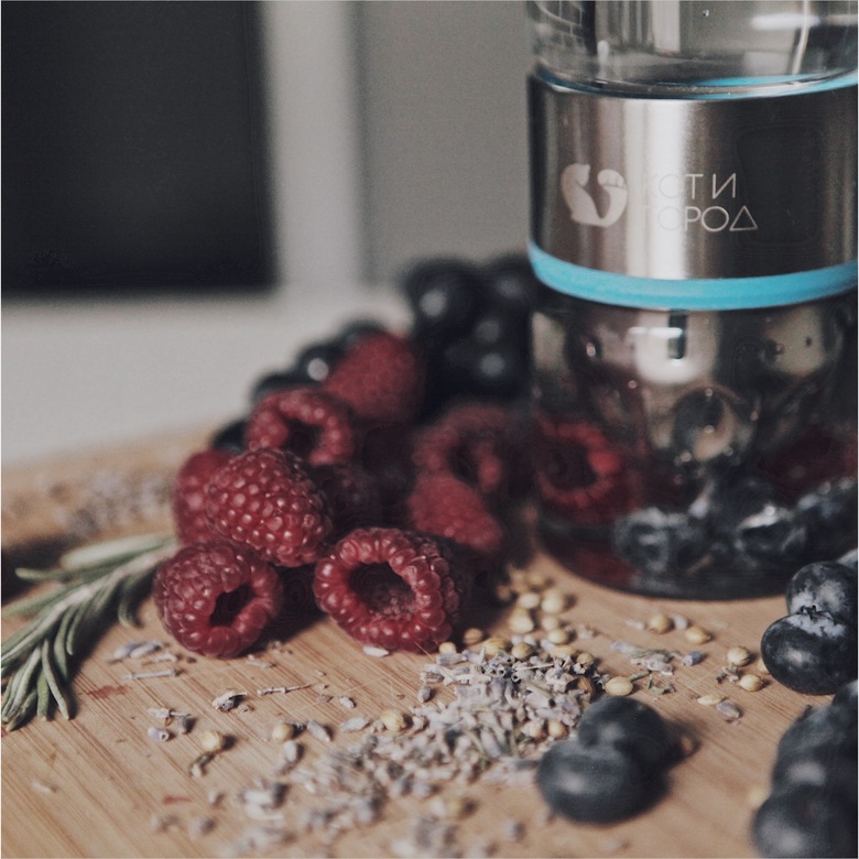 Стеклянная Бутылочка для воды. Голубая