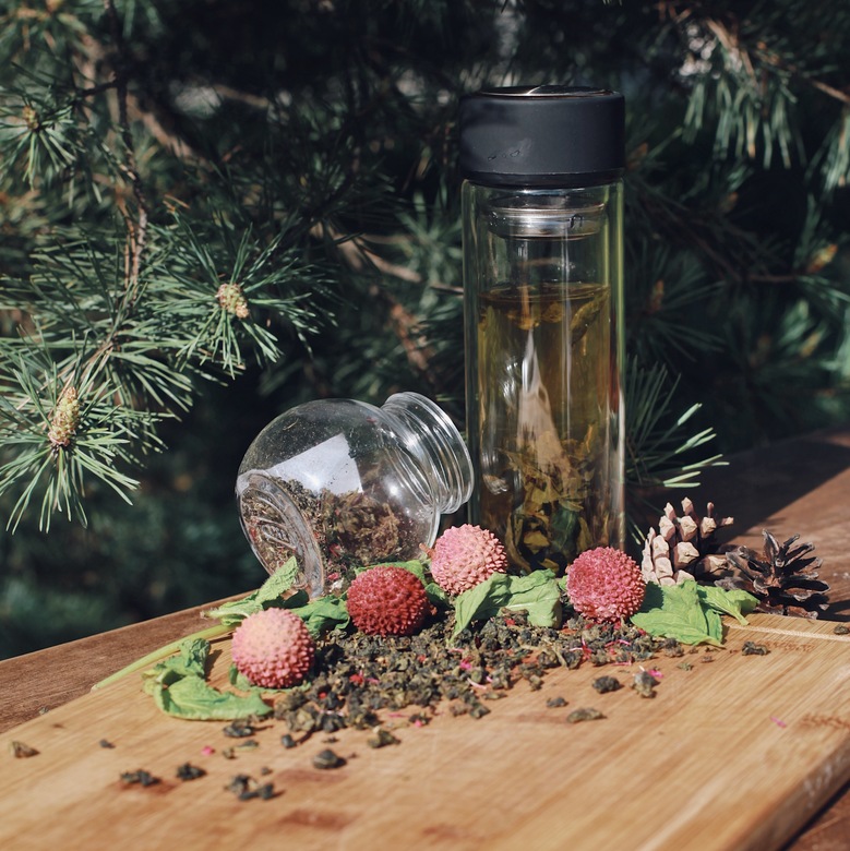 Стеклянная заварочная бутылочка с двойной стенкой