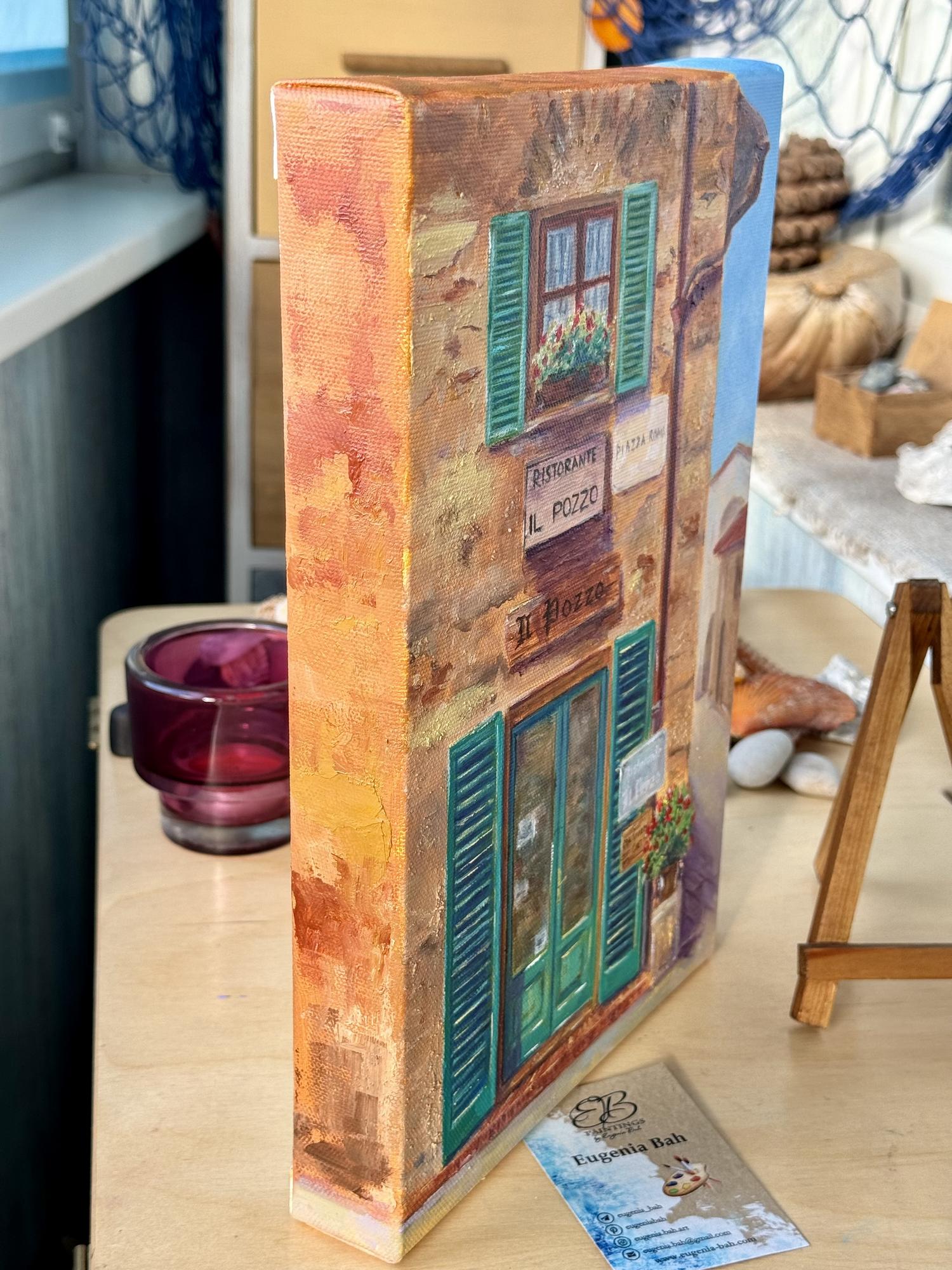 Картина на 3D холсте "Ресторан в Италии". Масло. 30х20 см