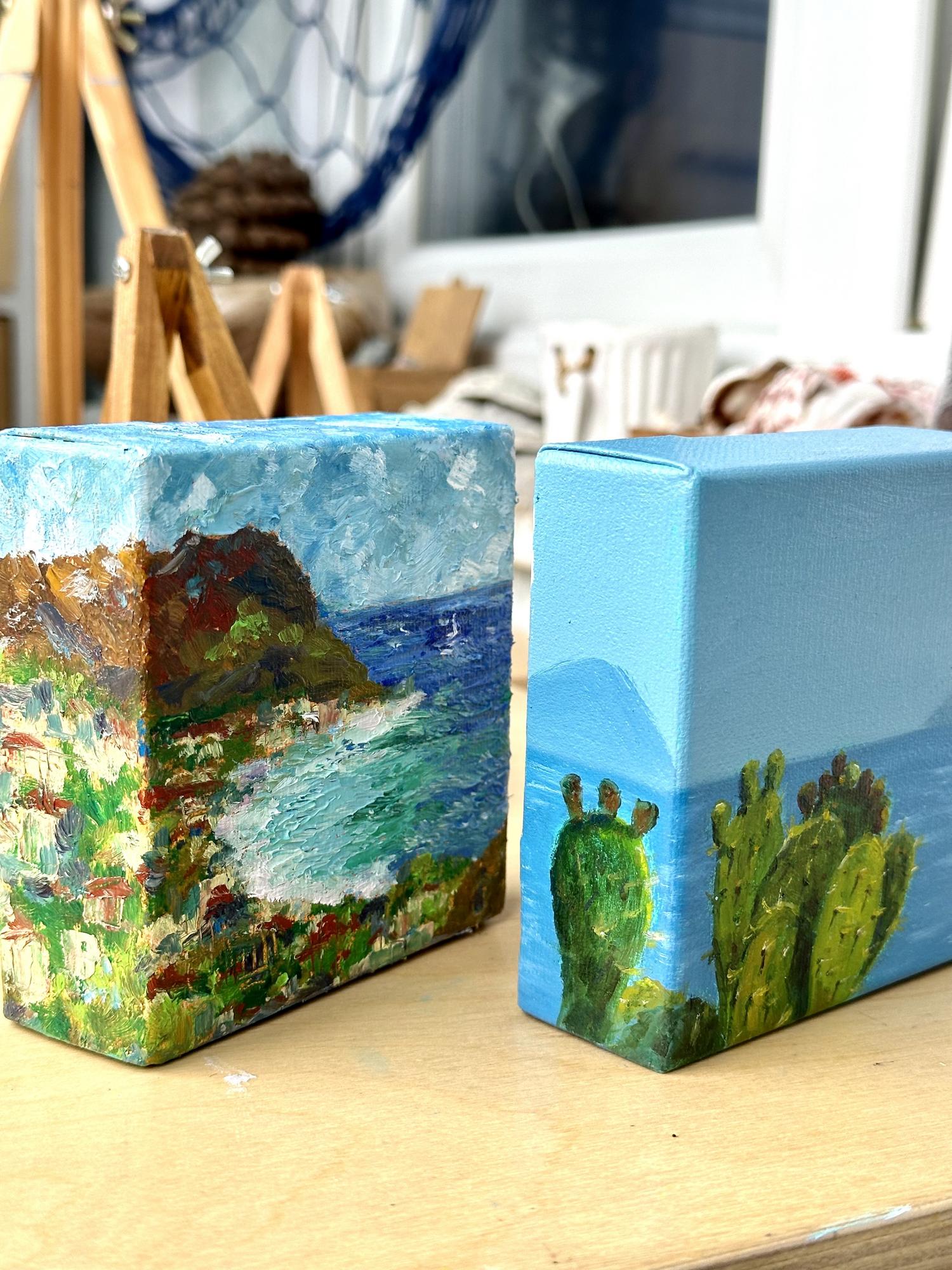 Картина на 3D холсте "Сицилия". Масло. 10х10х3,7 см