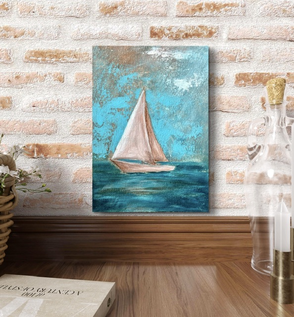 Одинокий путник. Картина акрилом. 18х13 см