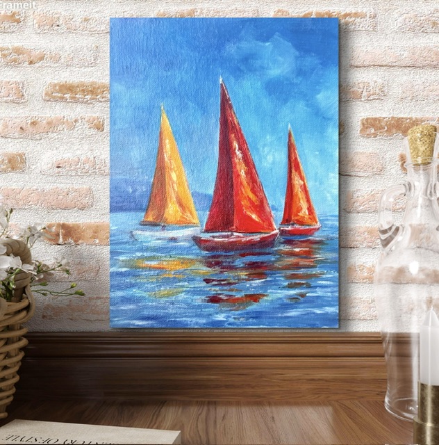 Регата радости. Солнце, ветер и простая радость в каждом мазке. 24x18 см