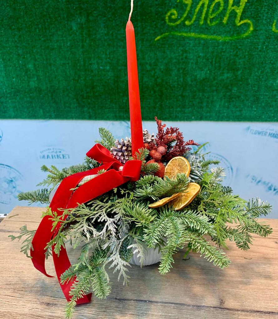 Композиция со свечой «Новогоднее настроение»