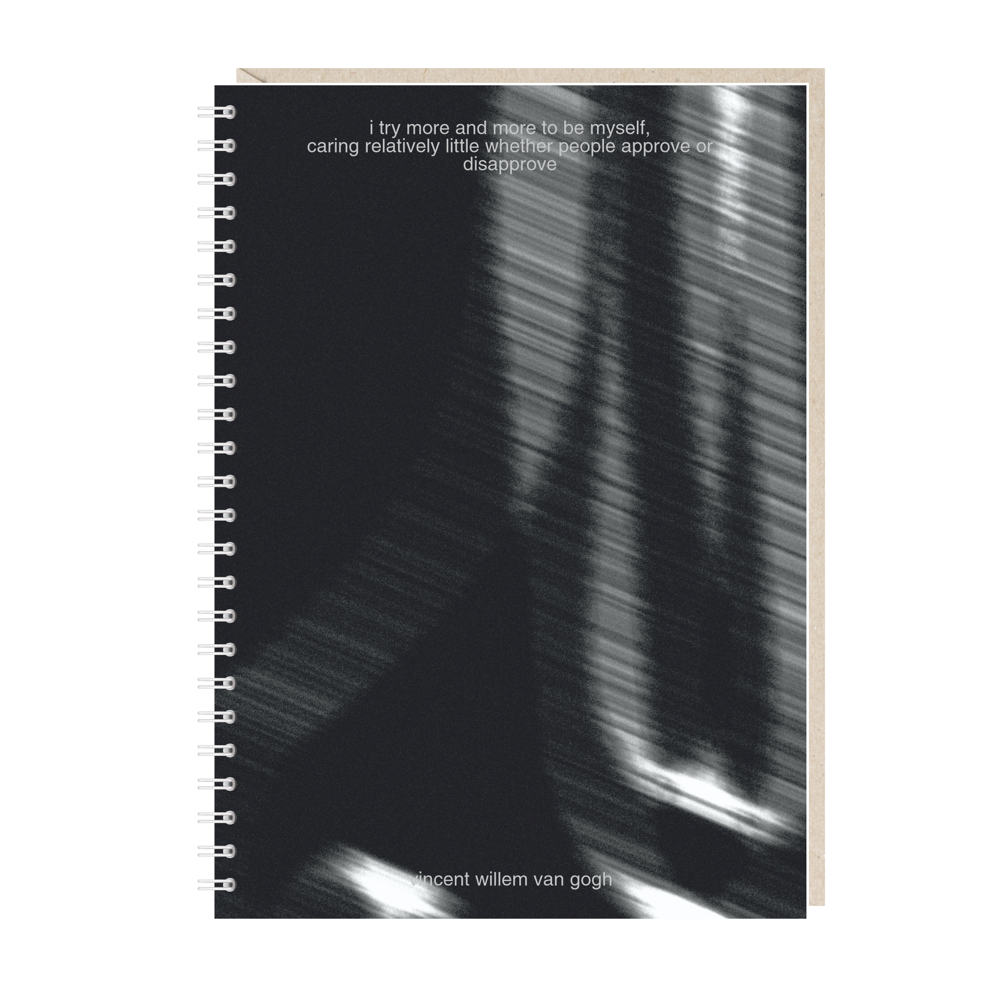 блокнот "i try more and more to be myself, caring relatively little whether people approve or disapprove"