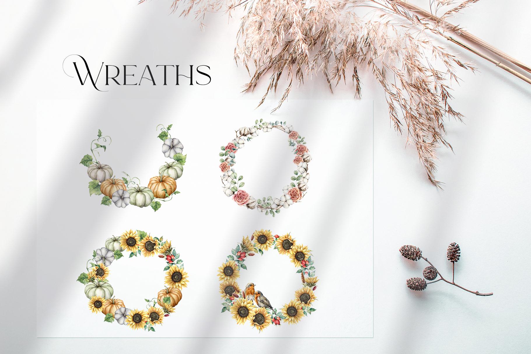 Autumn Spirit Watercolor: Pumpkins, Sunflowers & Fall Vibes for Design