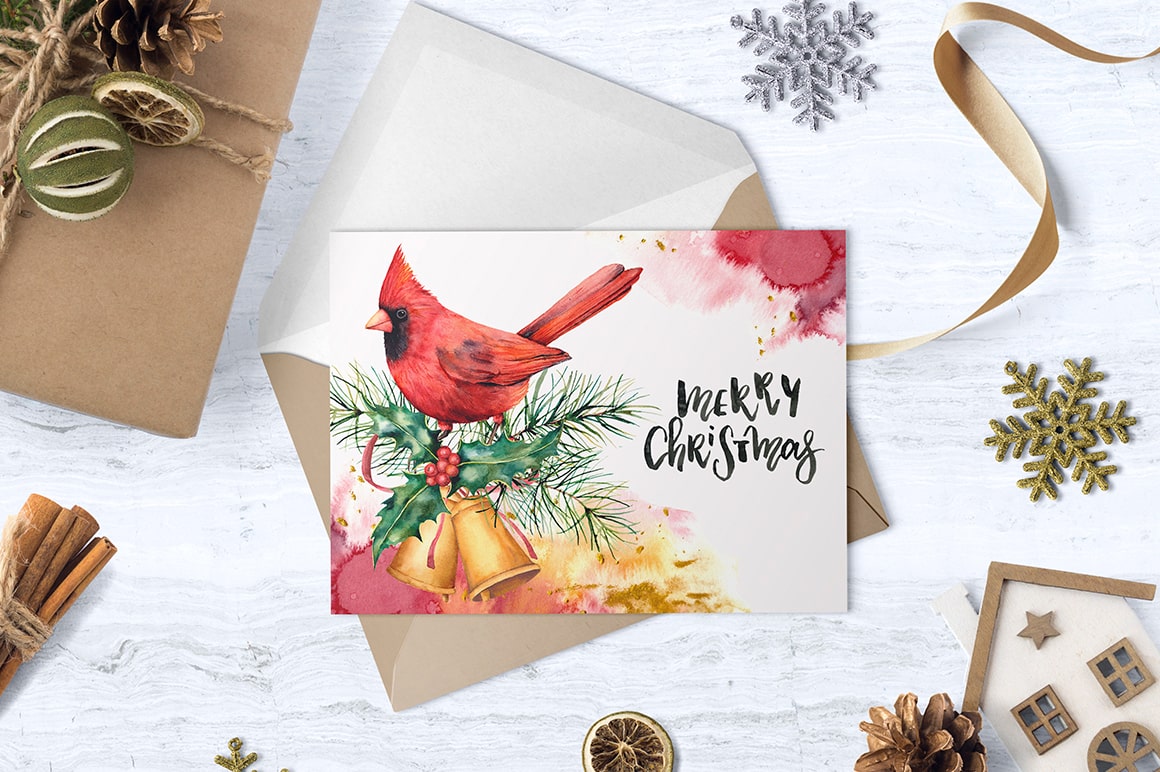 Christmas traditions watercolor festive illustrations and design