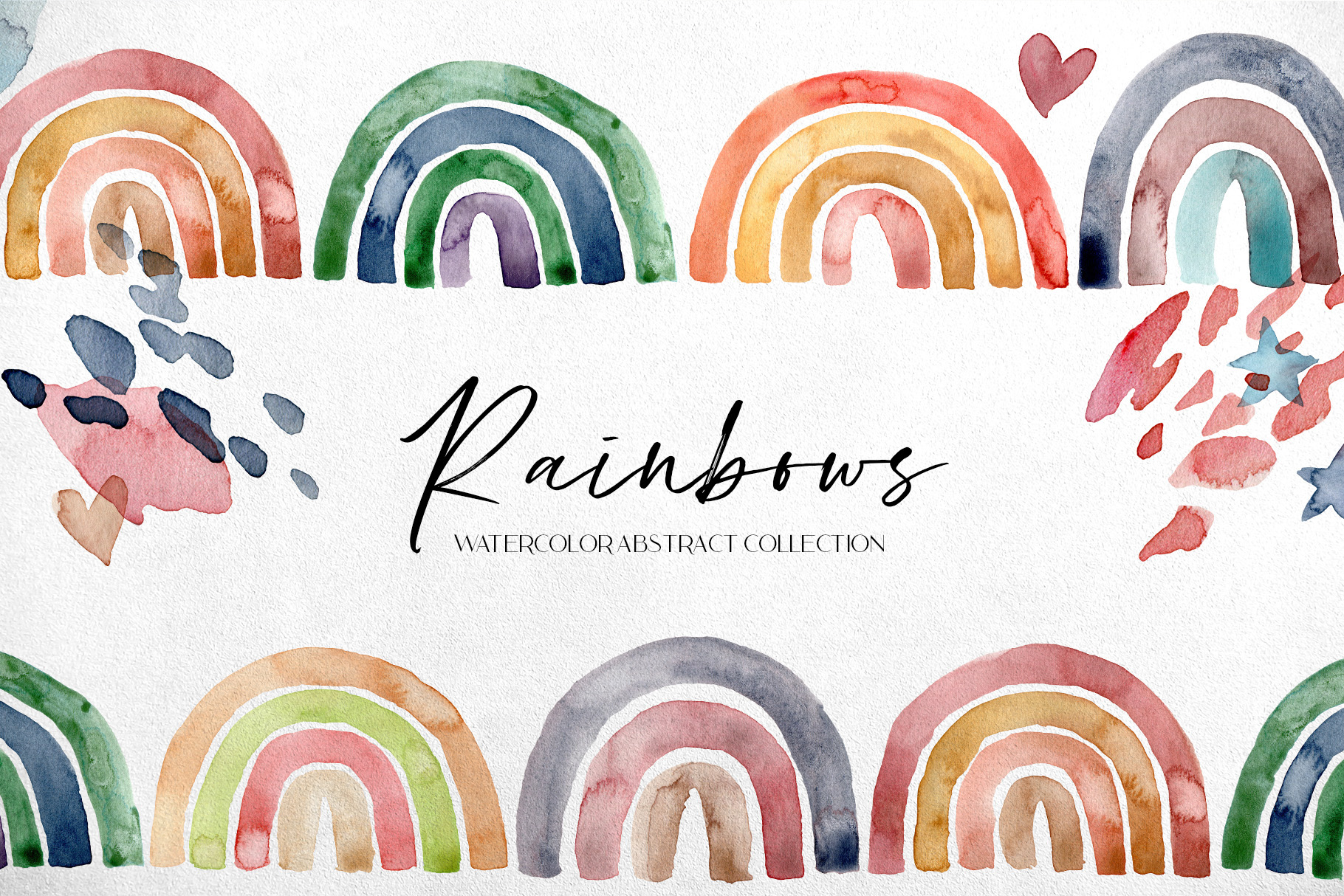 Rainbows watercolor boho abstract clipart