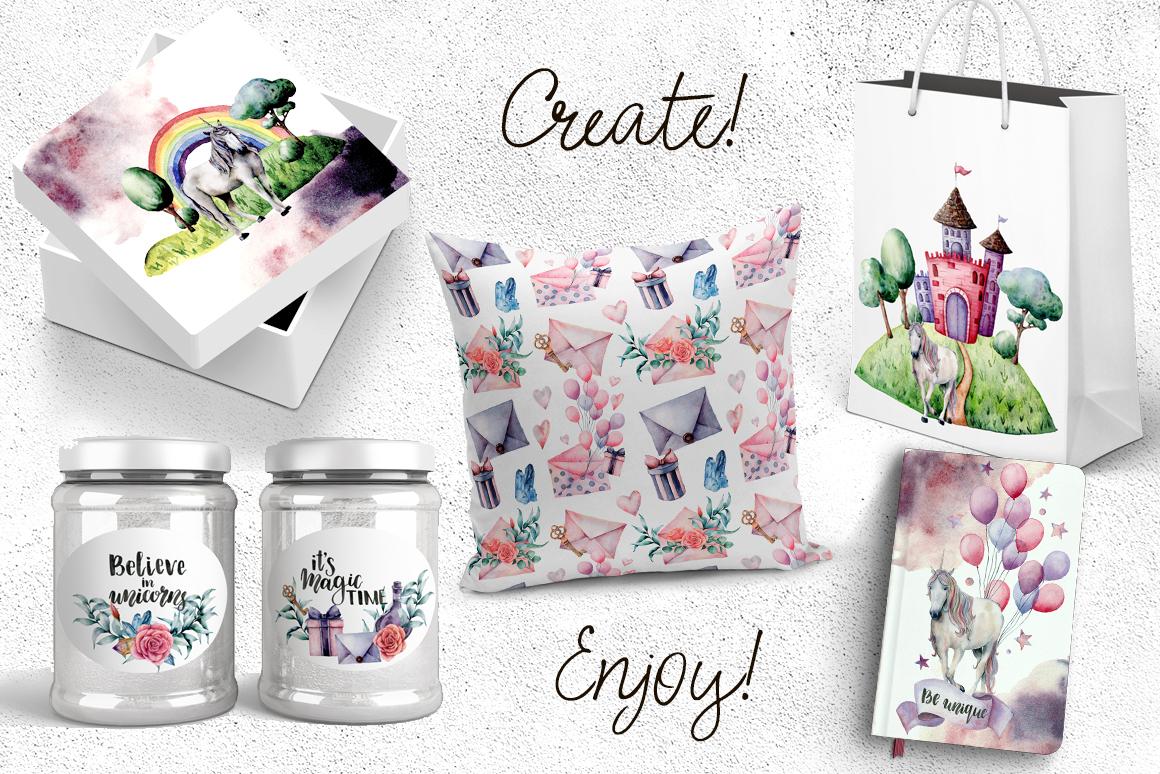Unicorns: magic party watercolor