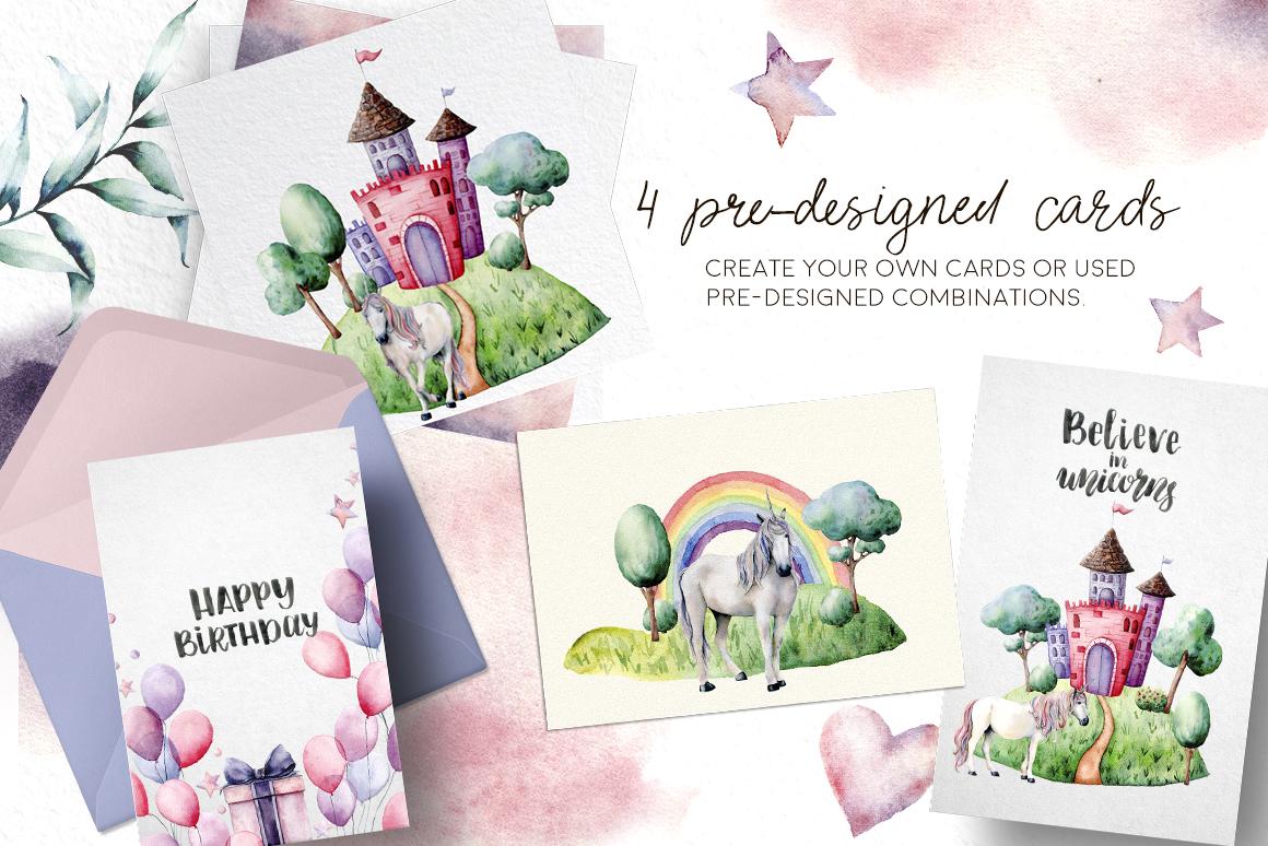 Unicorns: magic party watercolor