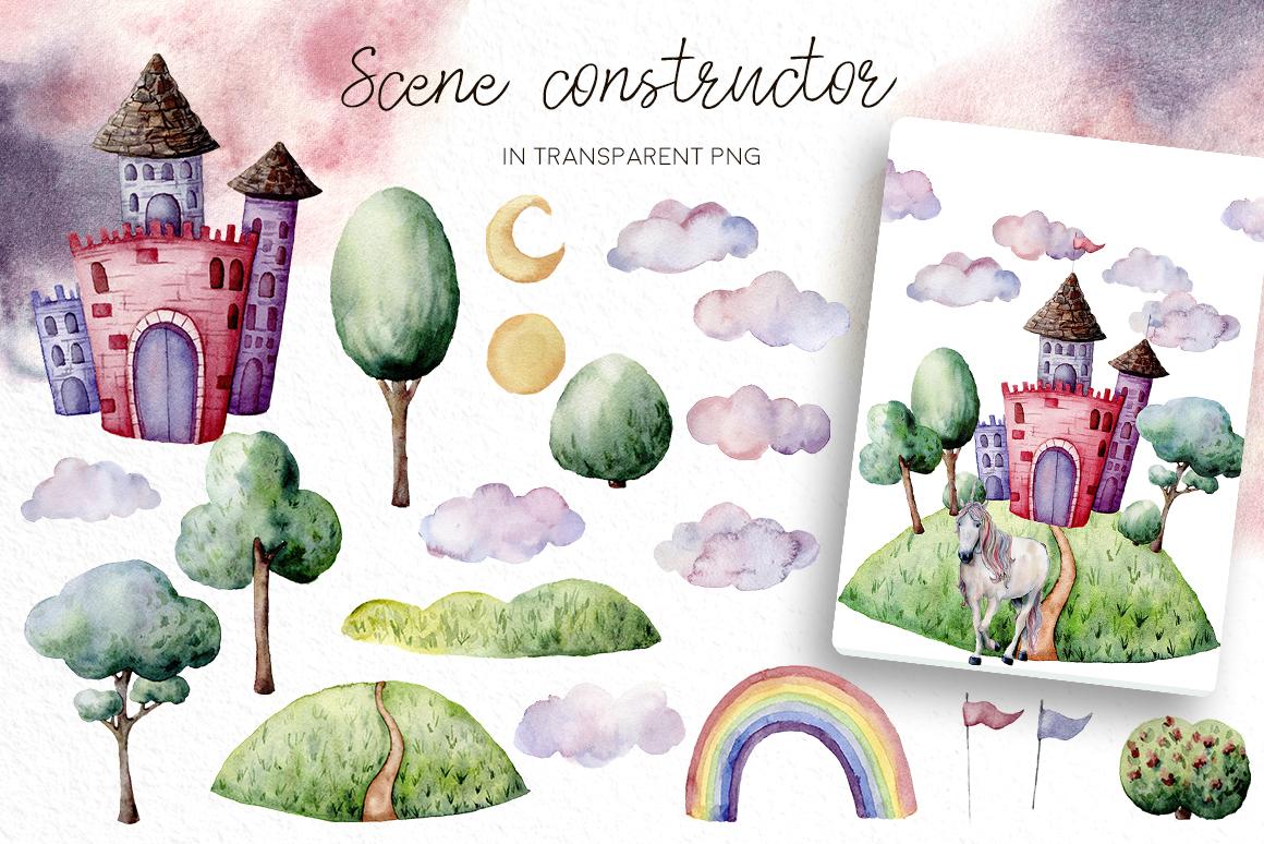 Unicorns: magic party watercolor