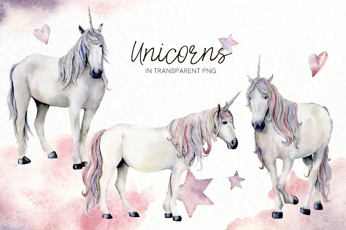 Unicorns: magic party watercolor
