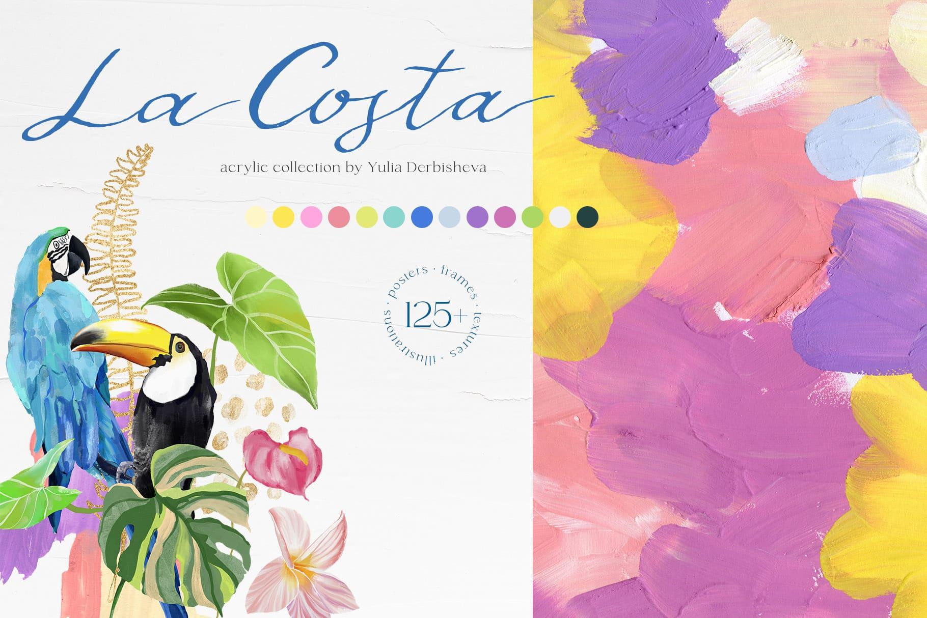 La Costa bright summer backgrounds + tropical birds