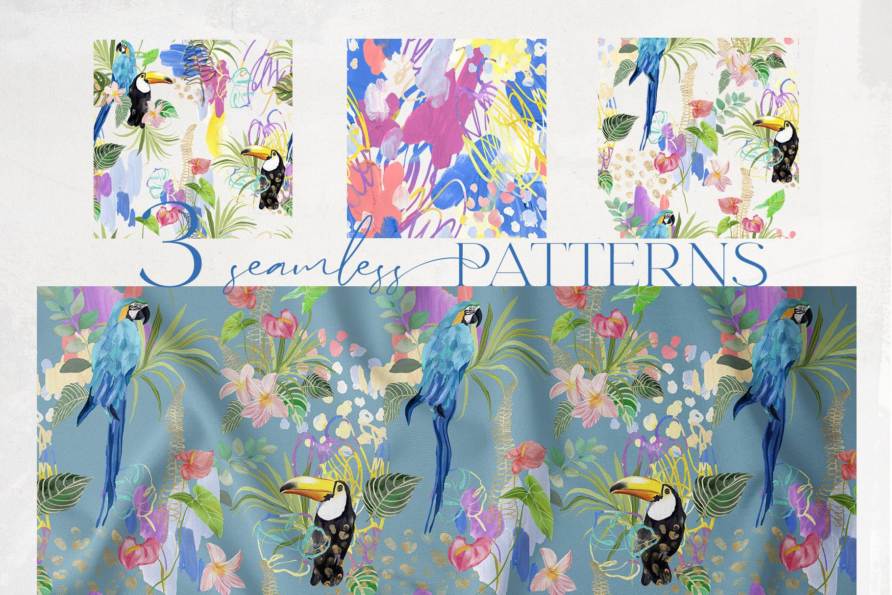 La Costa bright summer backgrounds + tropical birds