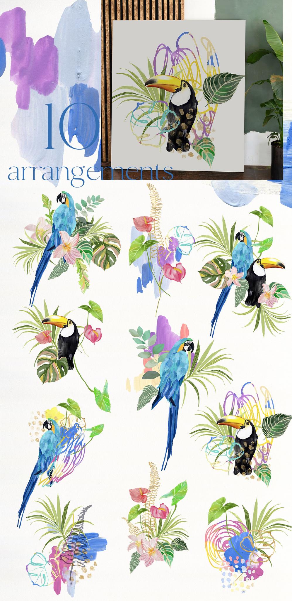 La Costa bright summer backgrounds + tropical birds